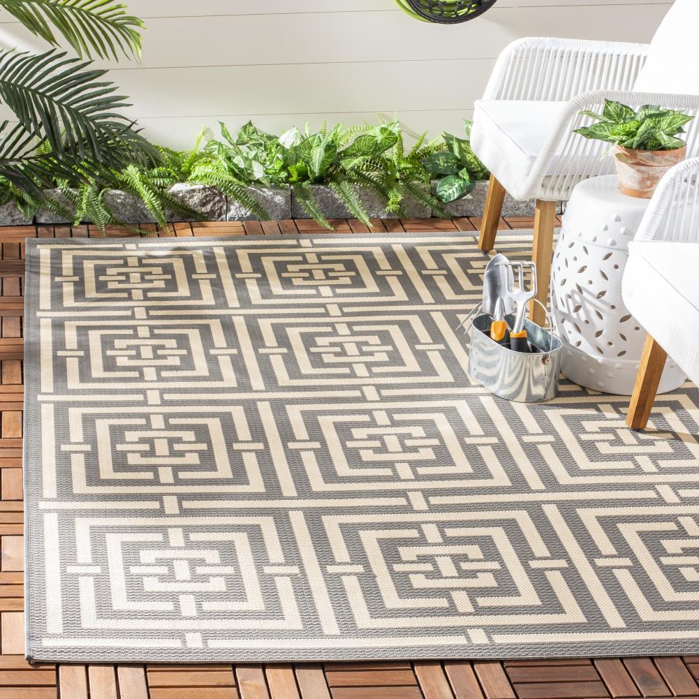 Courtyard CY6937 Power Loomed Indoor and Outdoor Area Rug - Grey/Cream - 9'x12' - Safavieh