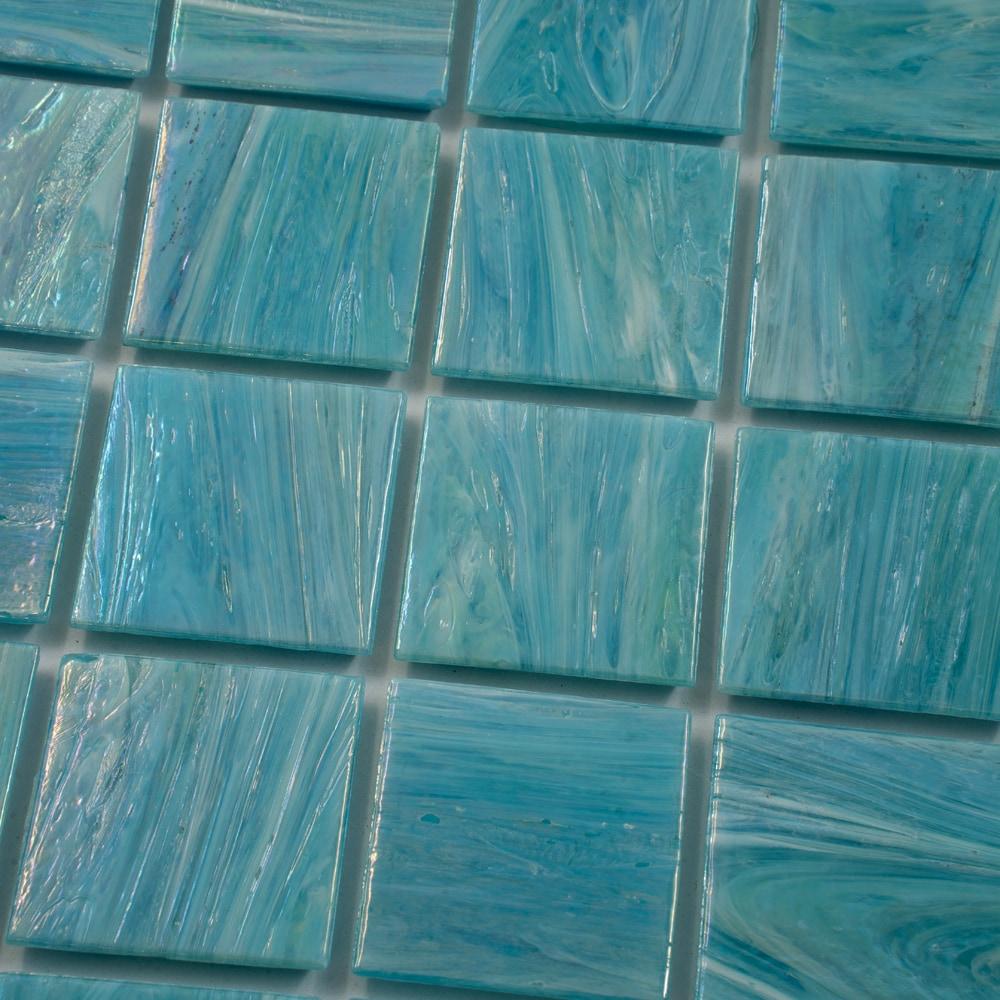 Apollo Tile Celestial 12 in. x 12 in. Glossy Yale Blue Glass Mosaic Wall and Floor Tile (10 sq. ft./case) (10-pack)