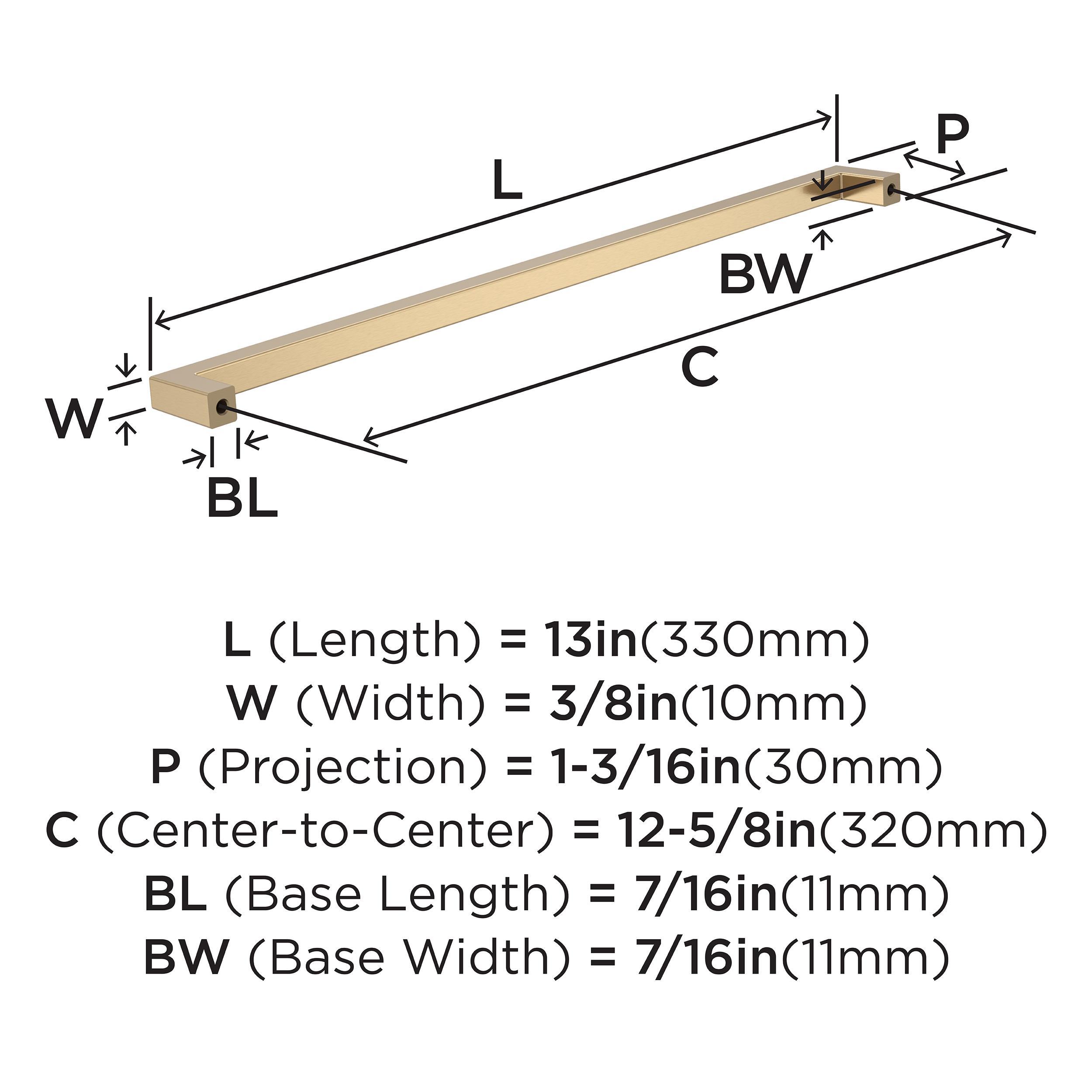 Monument 12-5/8 inch (320mm) Center-to-Center Cabinet Pull