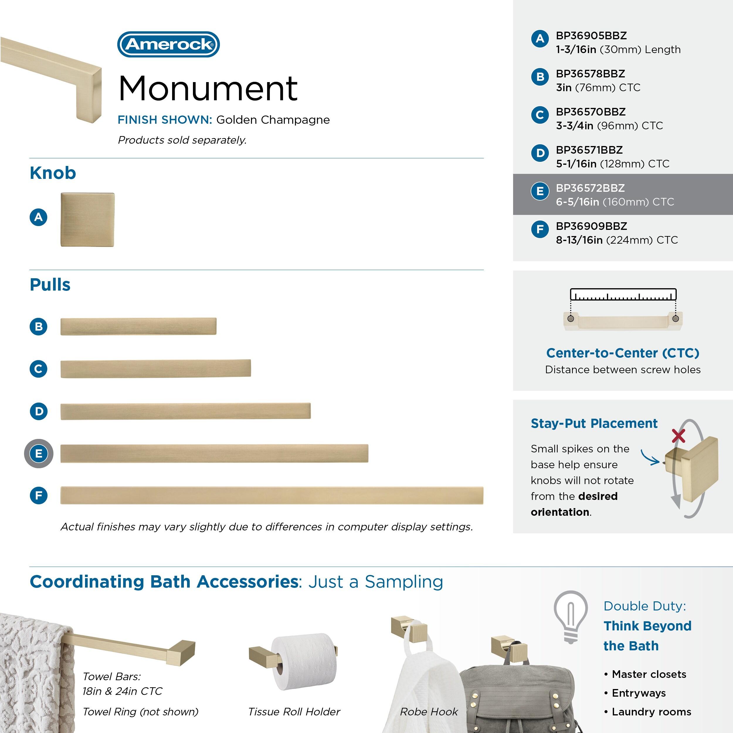 Amerock Monument 6-5/16 inch (160mm) Center-to-Center Golden Champagne Cabinet Pull