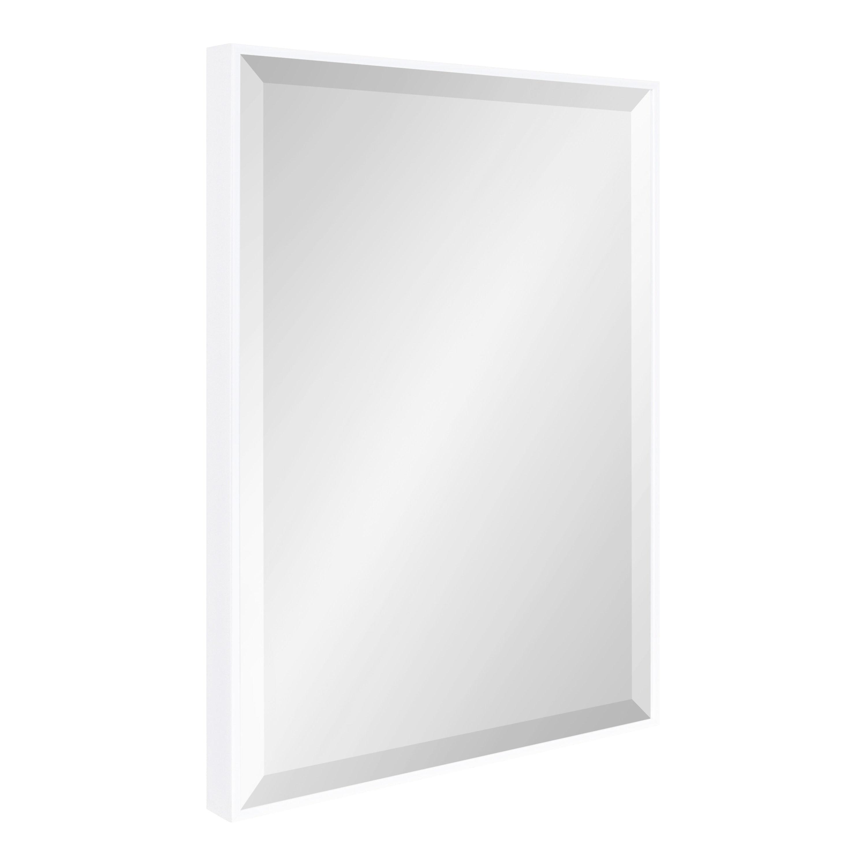24.7" x 36.7" Rhodes Rectangle Wall Mirror White - Kate & Laurel All Things Decor: Modern, Beveled, Easy to Hang