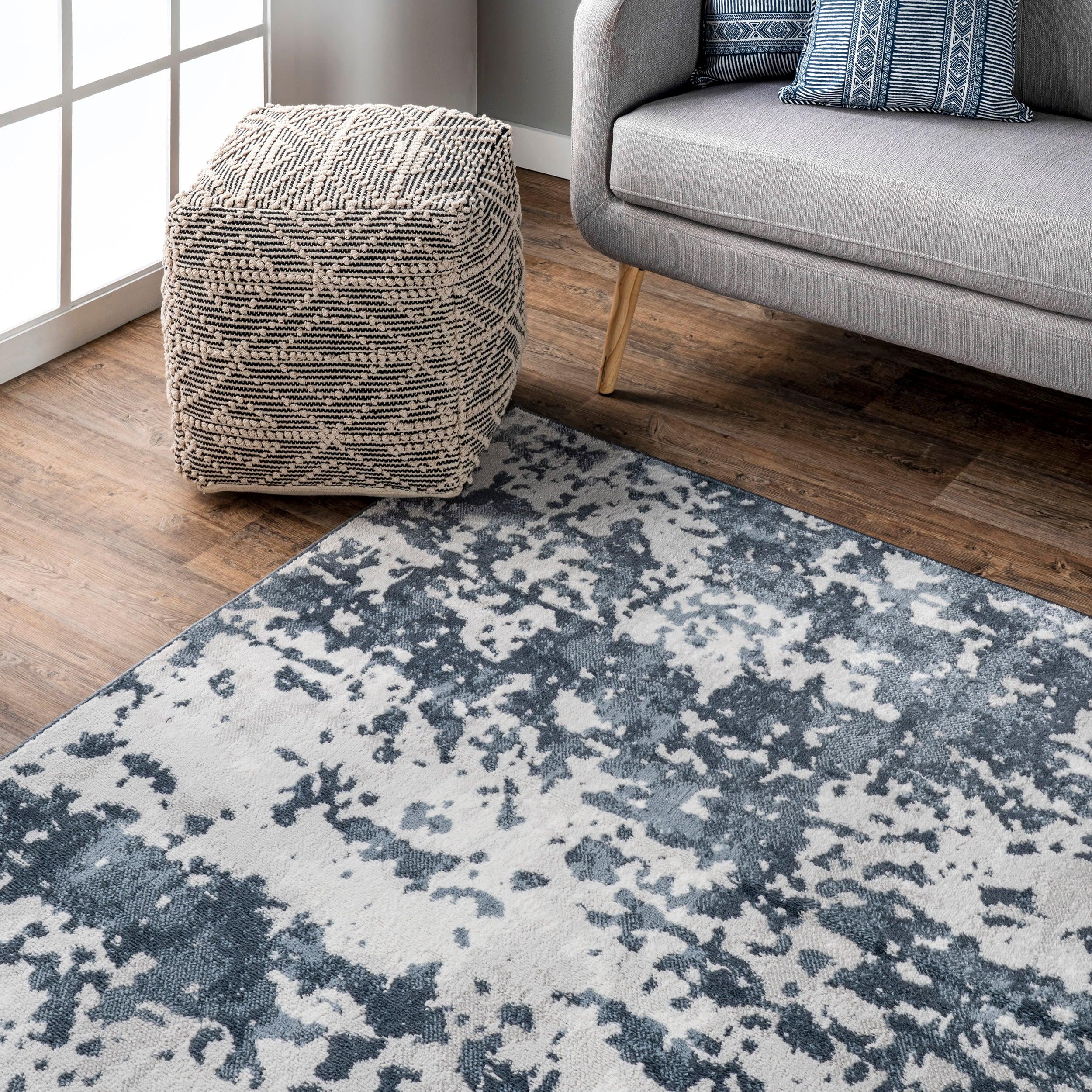 4'3"x6' Ginny Contemporary Speckled Abstract Area Rug Blue - nuLOOM: Machine Made, Low Pile, Indoor Use