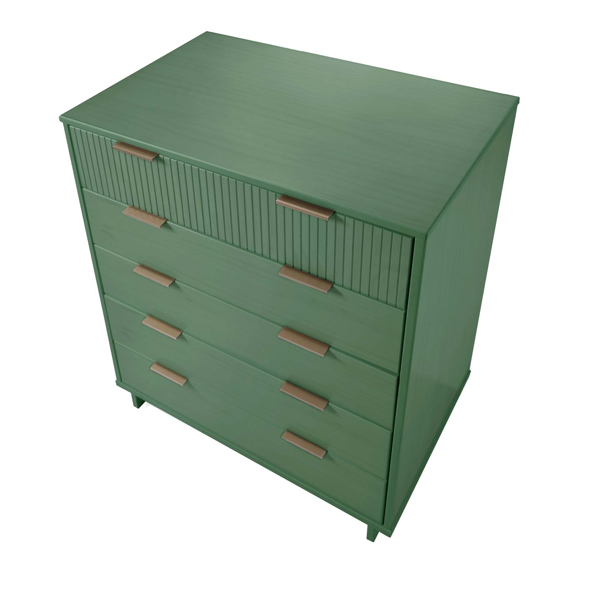 Tall Granville Modern 5 Drawer Dresser Sage Green - Manhattan Comfort: UV Painted, Soft Close, Metal Handles