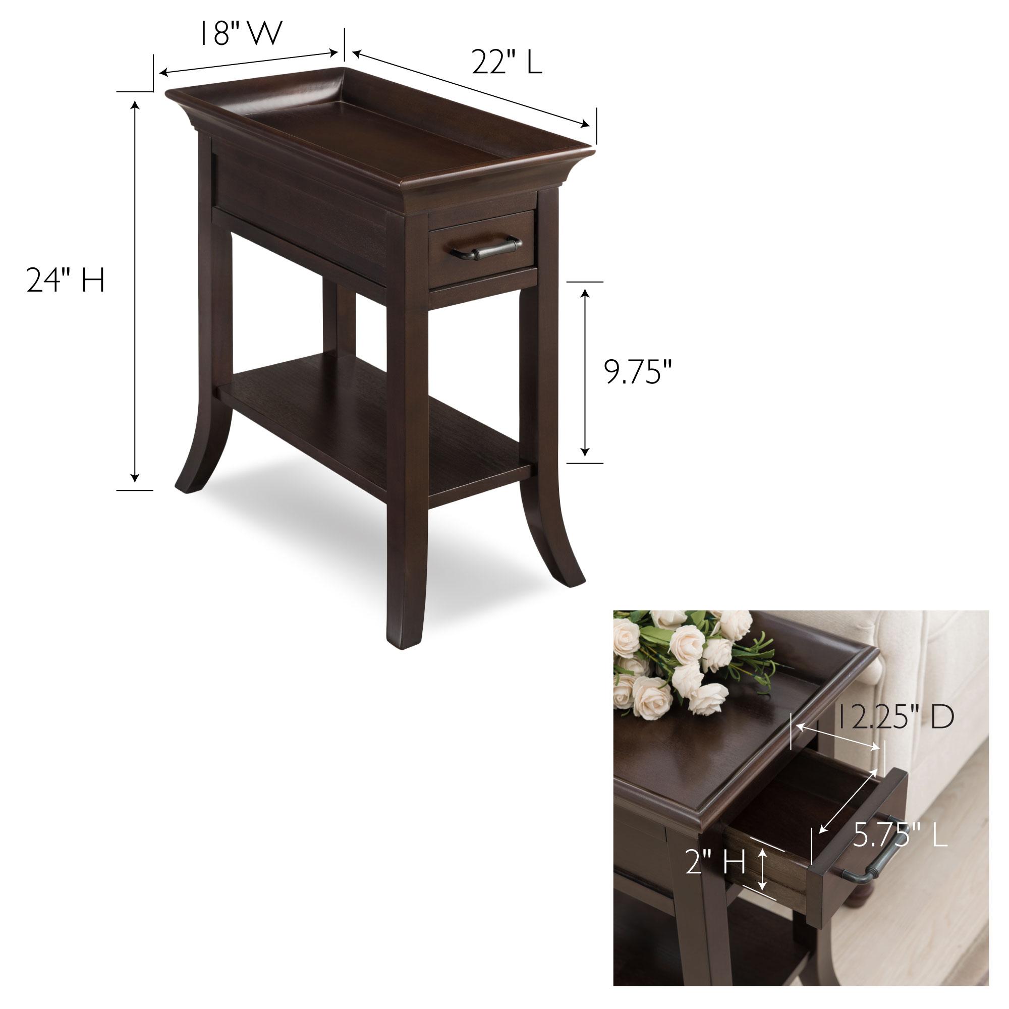 Traditional Cherry Tray Edge End Table in Chocolate Cherry