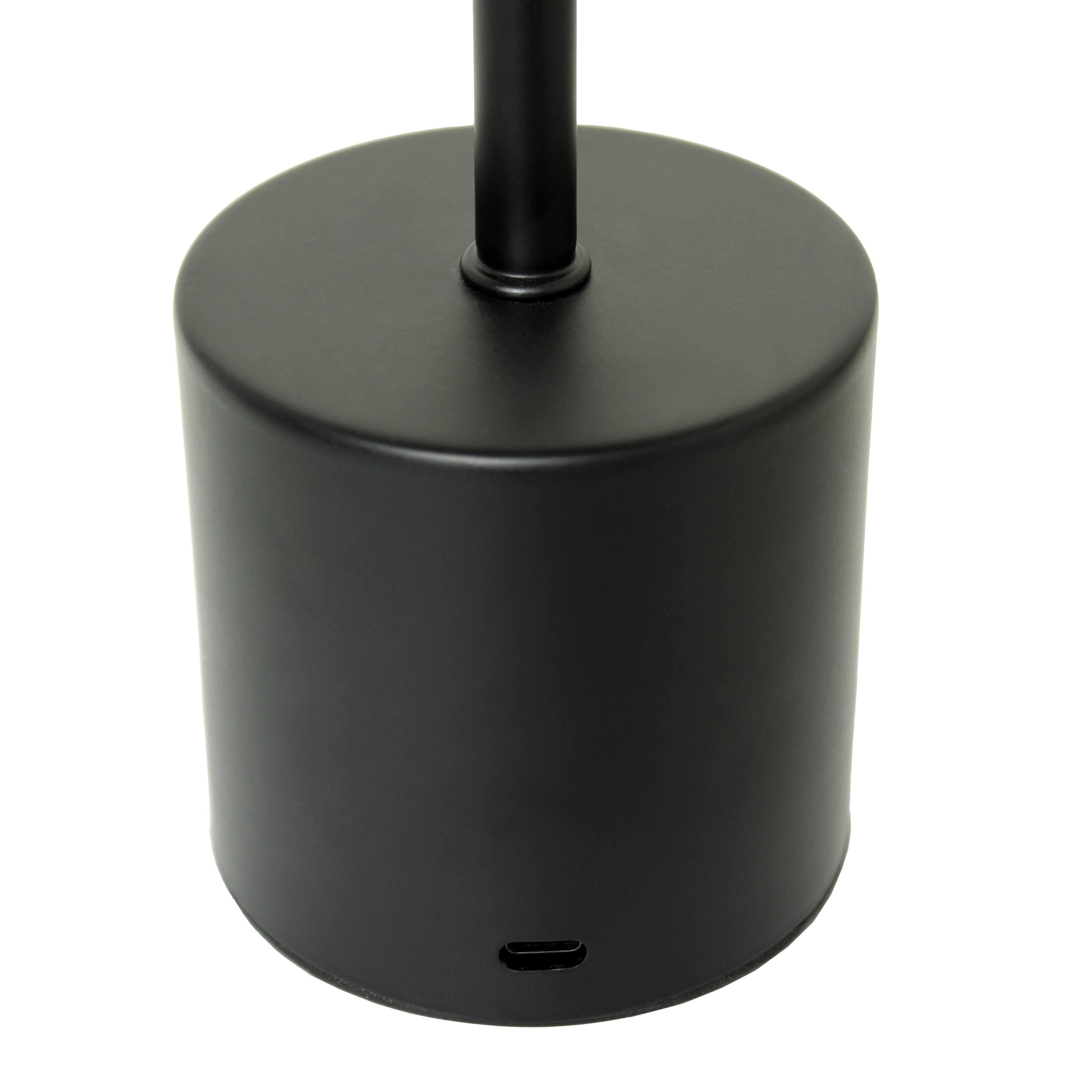Simple Designs 12.75" Mushroom Magic Disc Dimming and Rechargeable Cordless 4-Way Touch Sensor Stick Desk Lamp Black