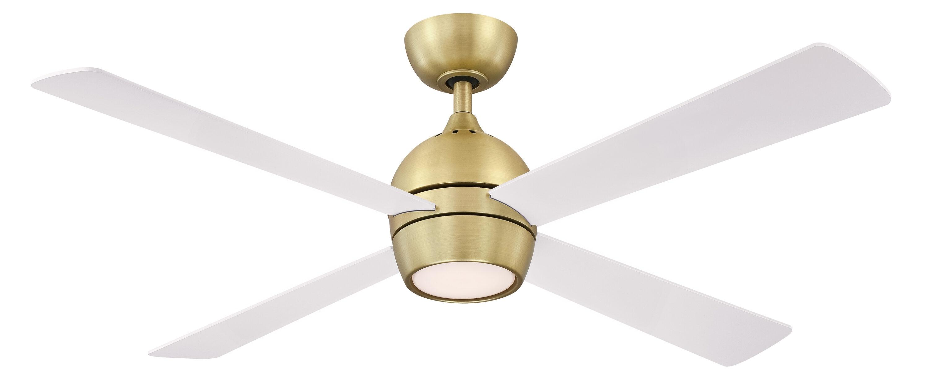 Indi Ceiling Fan + Light - White/Brass / 52"