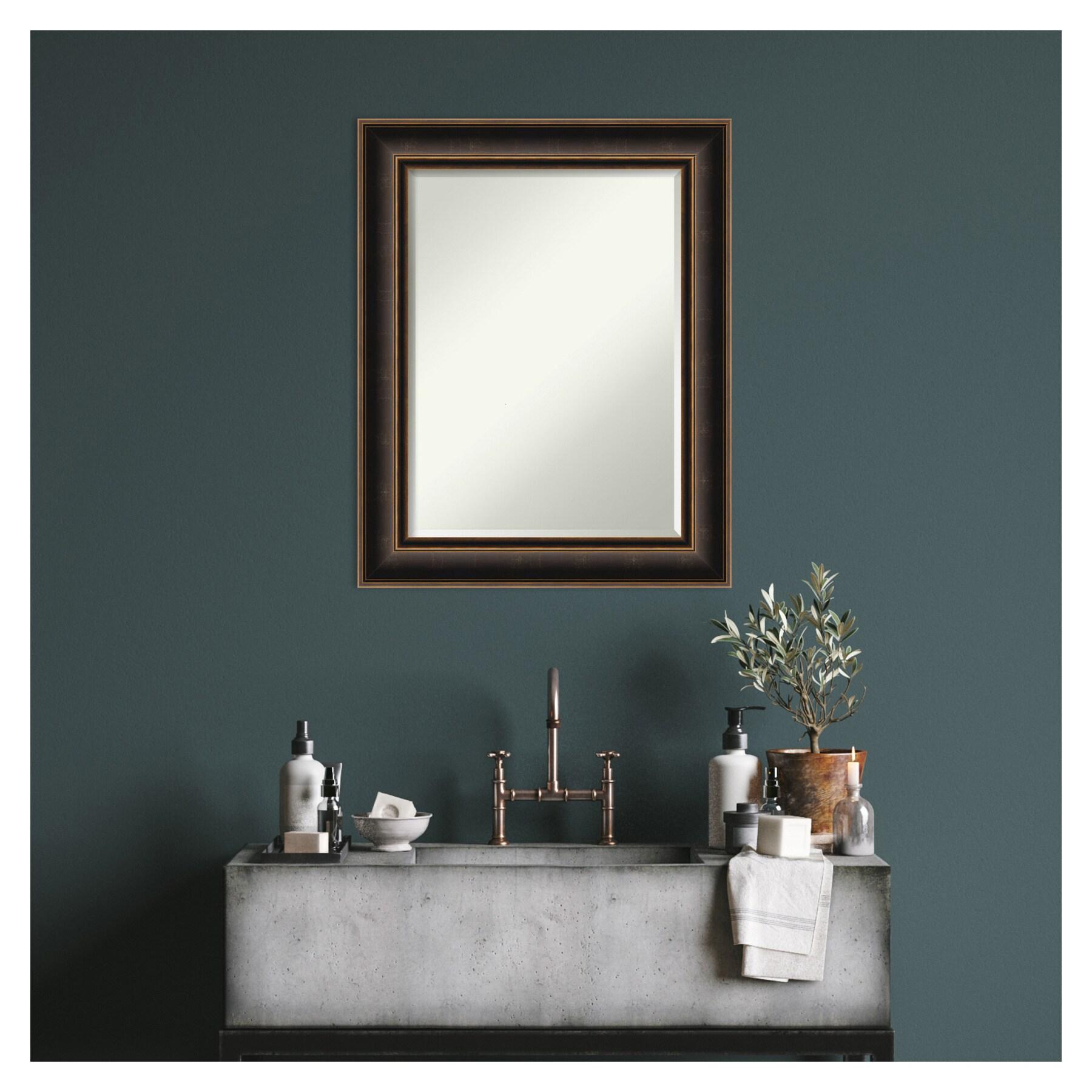 Villa Oil Rubbed Bronze Beveled Wood Bathroom Vanity Mirror