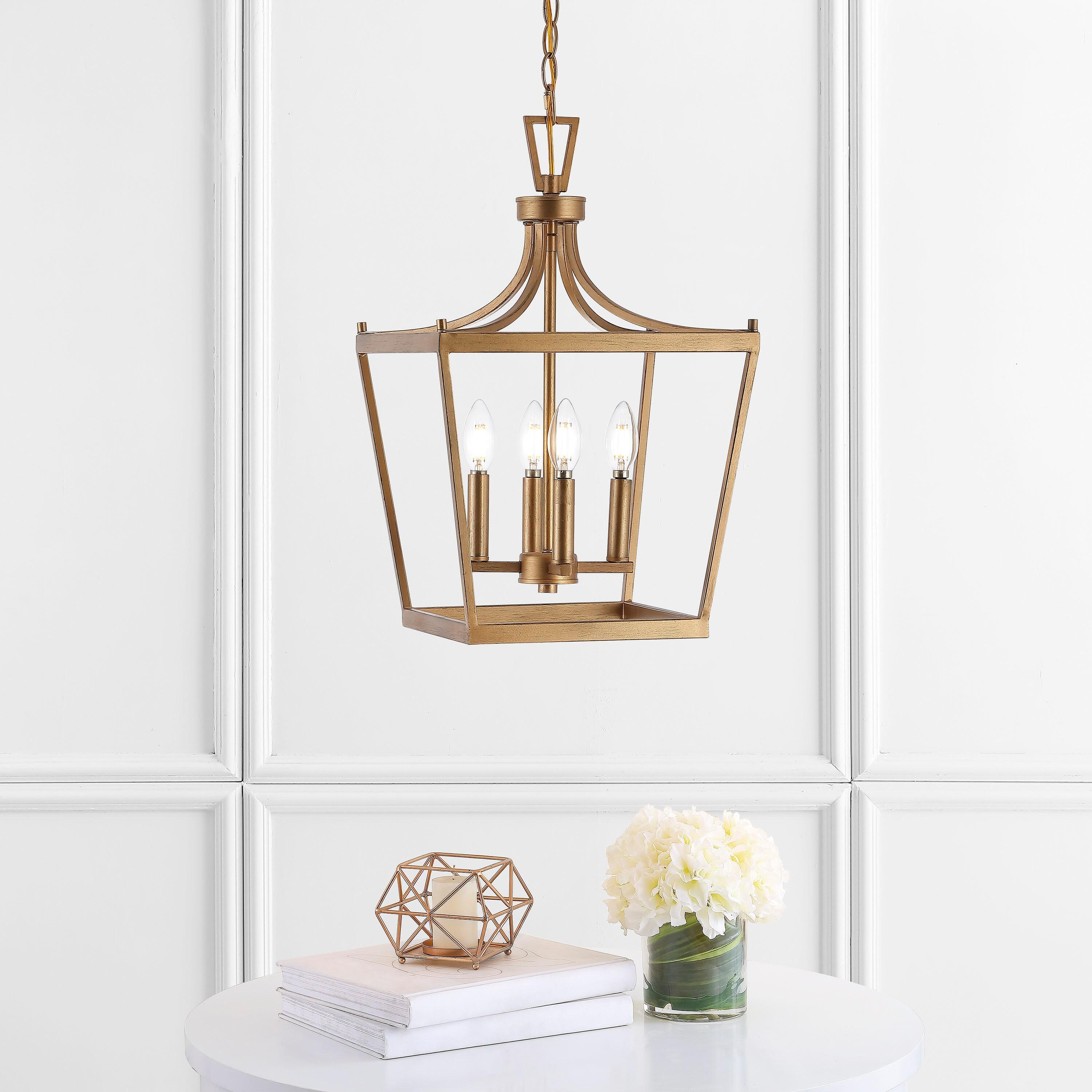 SAFAVIEH Nichi 4 Light Industrial Pendant, Gold Painted