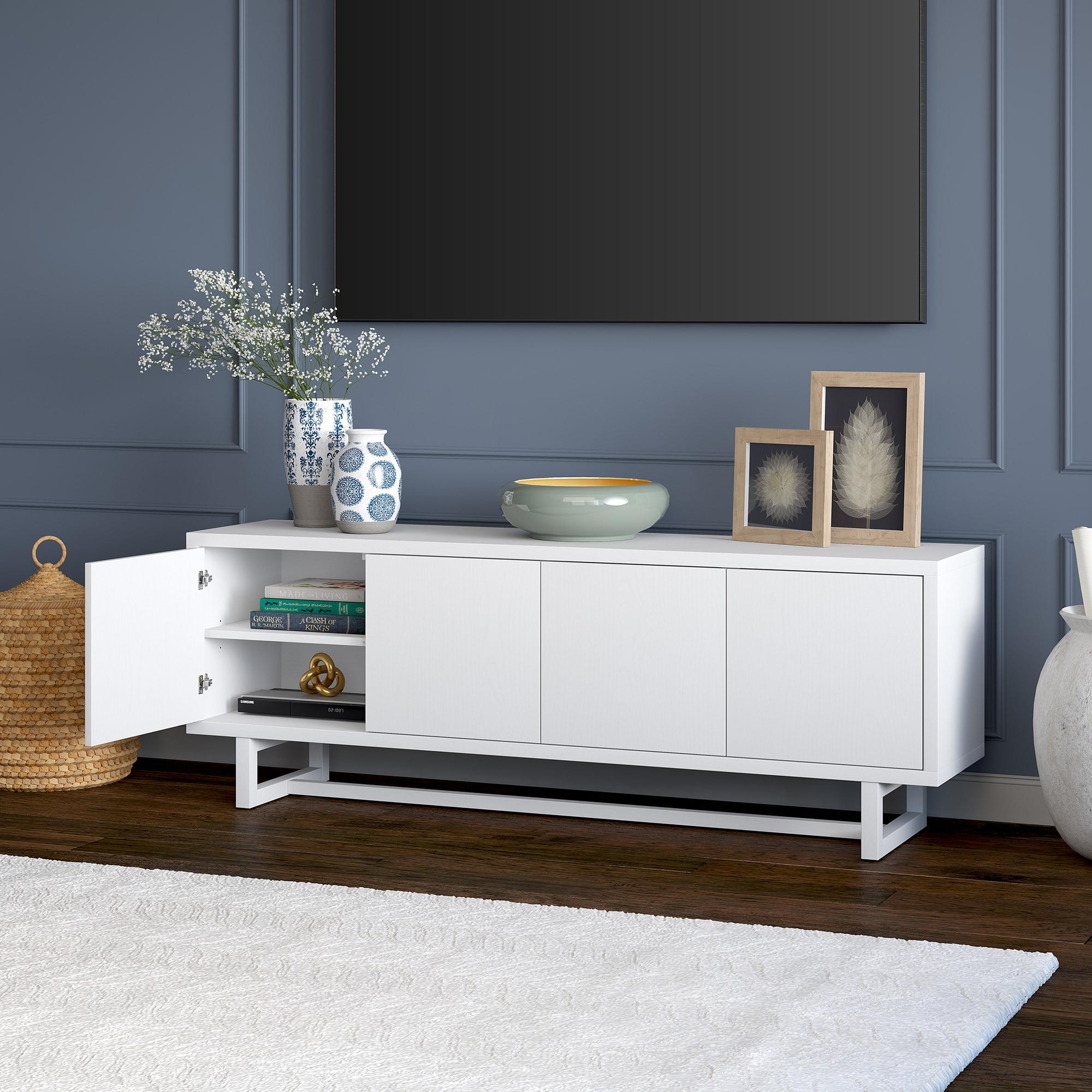 Evelyn&Zoe Cutler Rectangular TV Stand for TV's up to 75", White