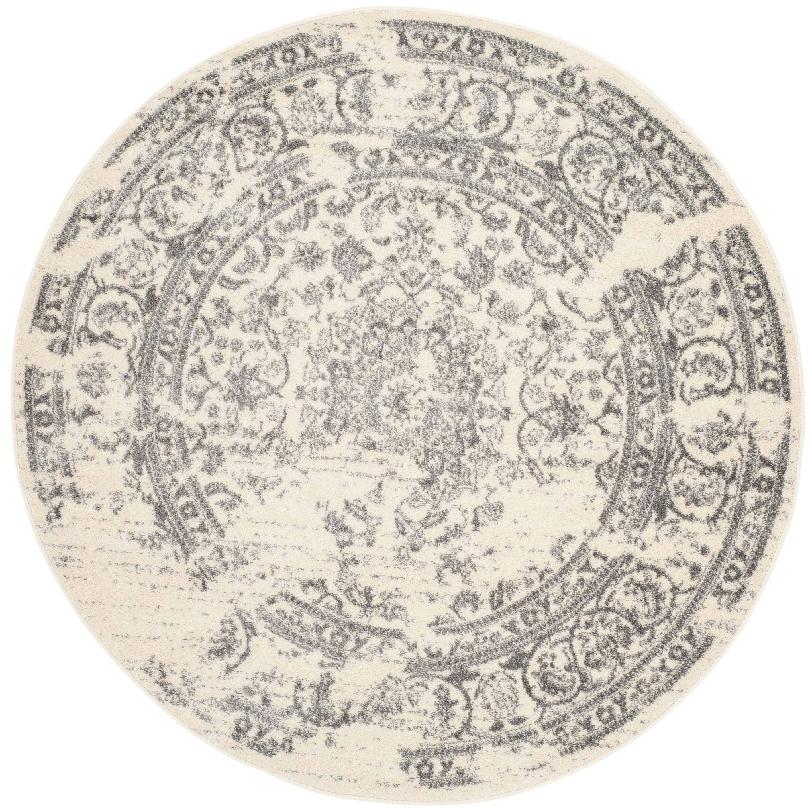 Adirondack ADR101 Power Loomed Area Rug - Ivory/Silver - 6' Round - Safavieh.