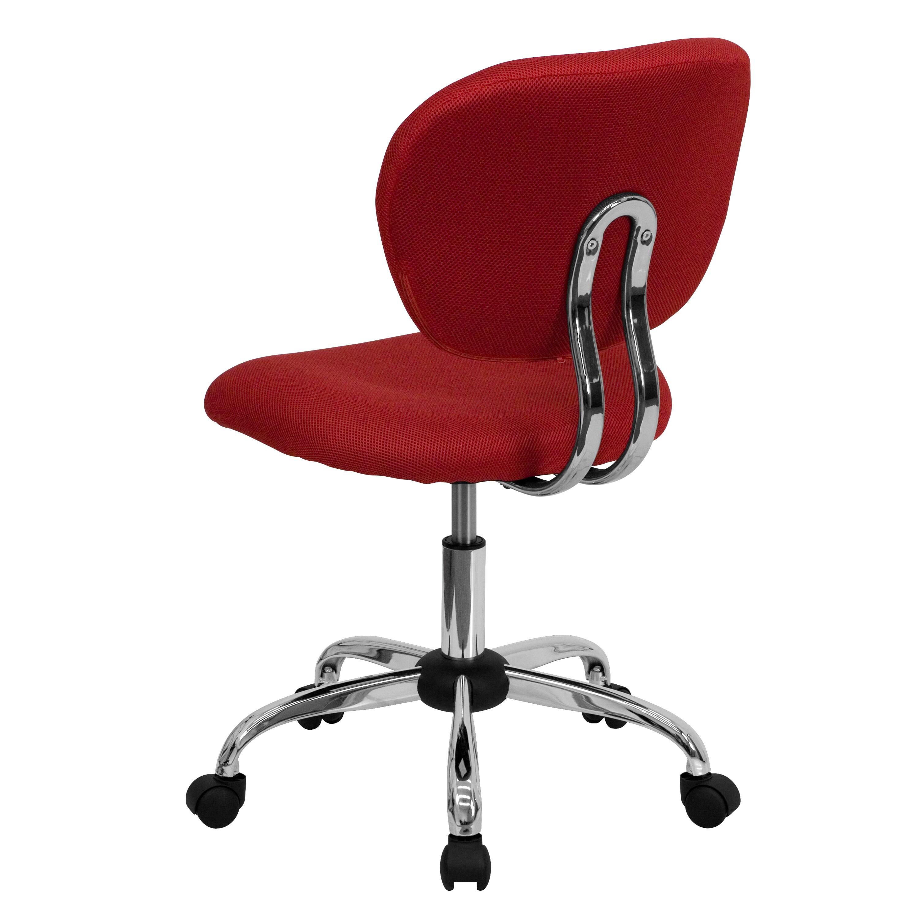 Flash Furniture Mid-Back Red Mesh Padded Swivel Task Office Chair with Chrome Base