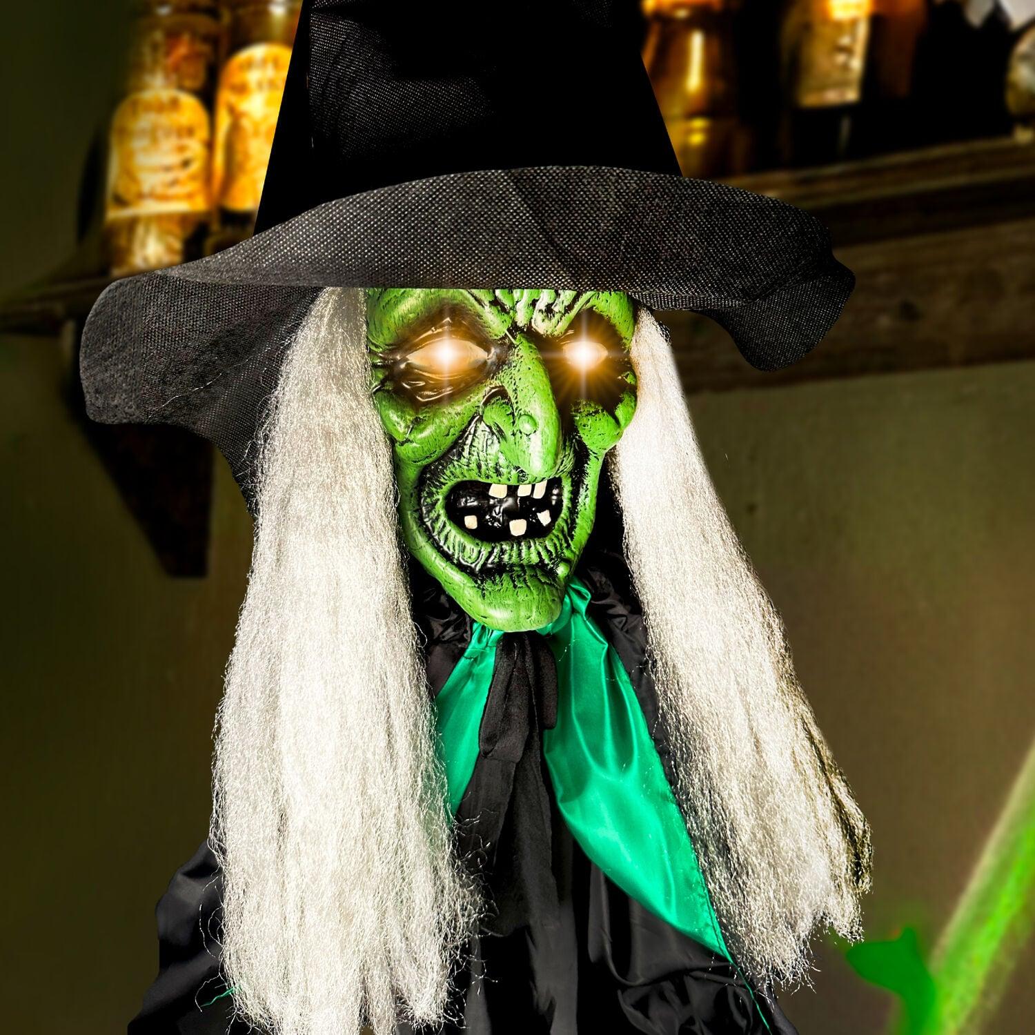 Haunted Hill Farm Lifesize Witch Prop with Lights and Sound, Indoor/Covered Outdoor Halloween Decoration