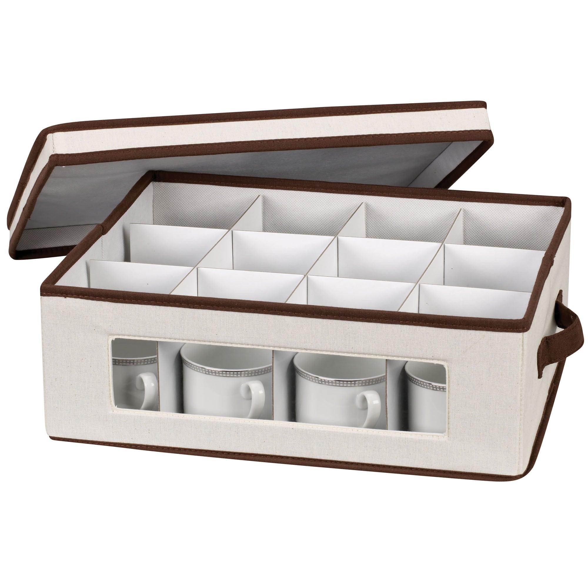 Gray Fabric Lidded Storage Bin with Dividers