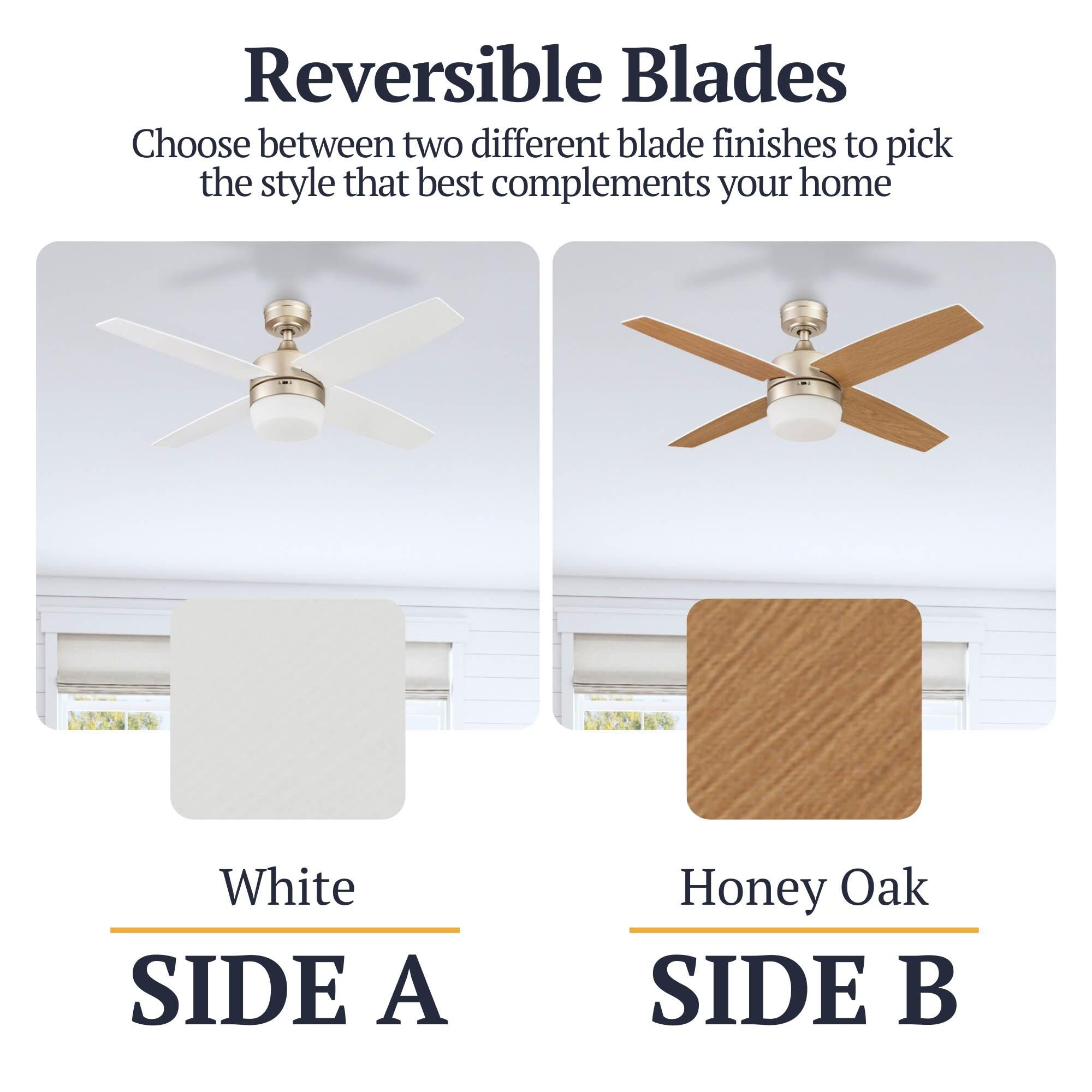 Prominence Home Atlas 44" Champagne Ceiling Fan with Light, Remote Control, 4 Blades & Reverse Airflow