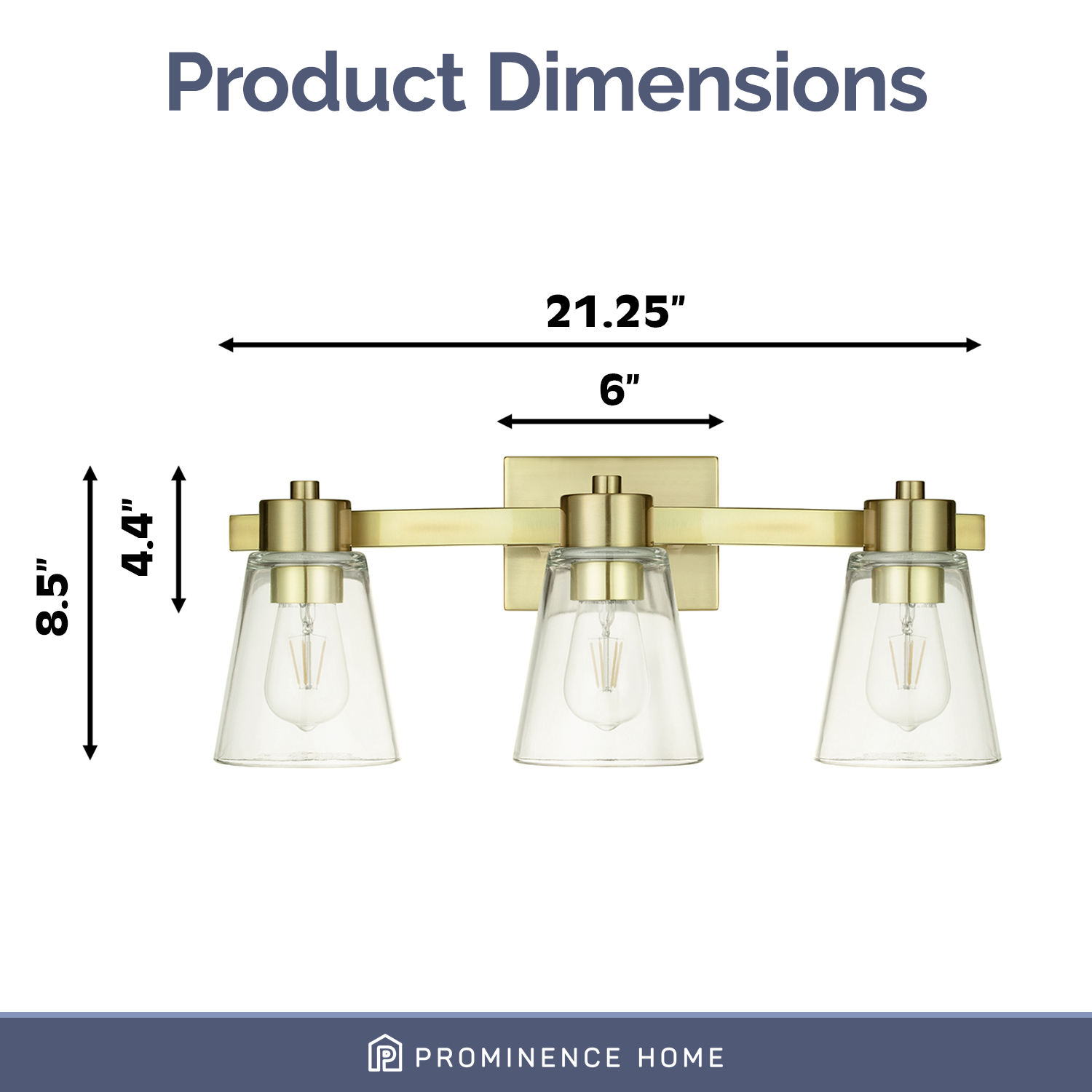 Prominence Home Fairendale 3-Light Soft Gold Bathroom Vanity Light with Clear Glass Shade