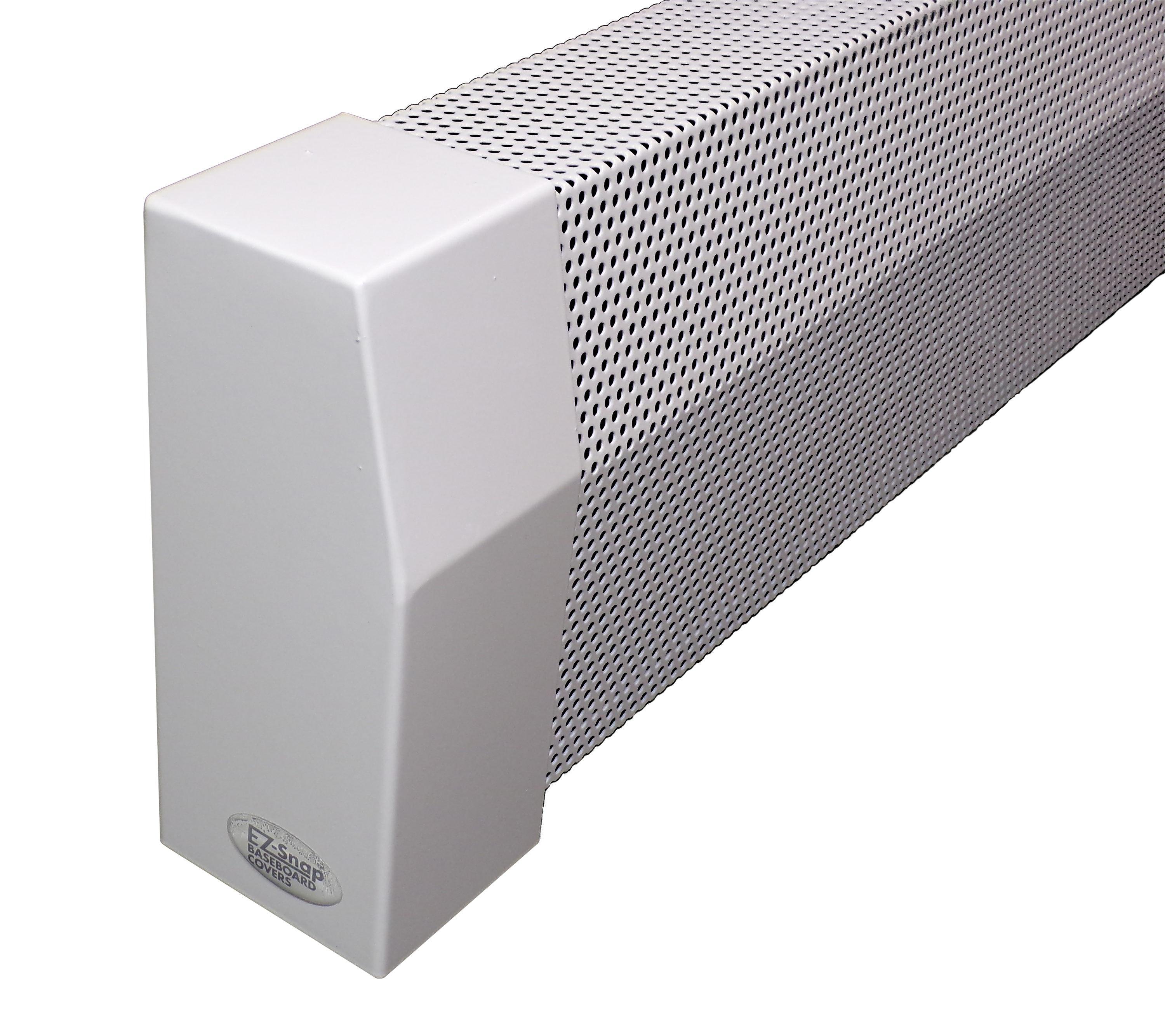EZ Snap Covers 5 Foot White Standard 7 1/2" White Baseboard Heater Cover Galvanized Steel Kit with 2 Closed End Caps & 3 Brackets
