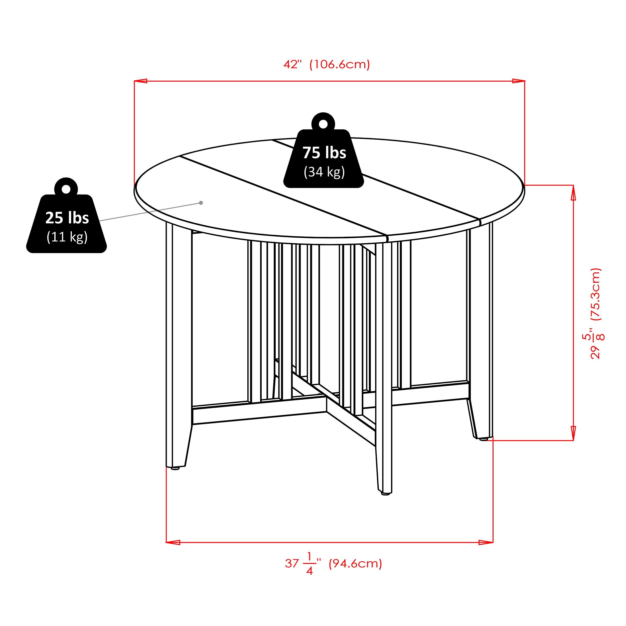 42" Alamo Round Double Drop Leaf Dining Table Wood/Walnut - Winsome: Hardwood Frame, Seats 4, Criss Cross Base