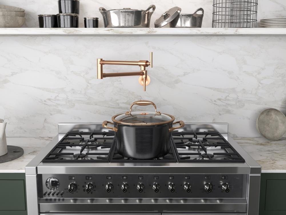 Rose Gold 24" Wall Mounted Pot Filler with Dual Handles