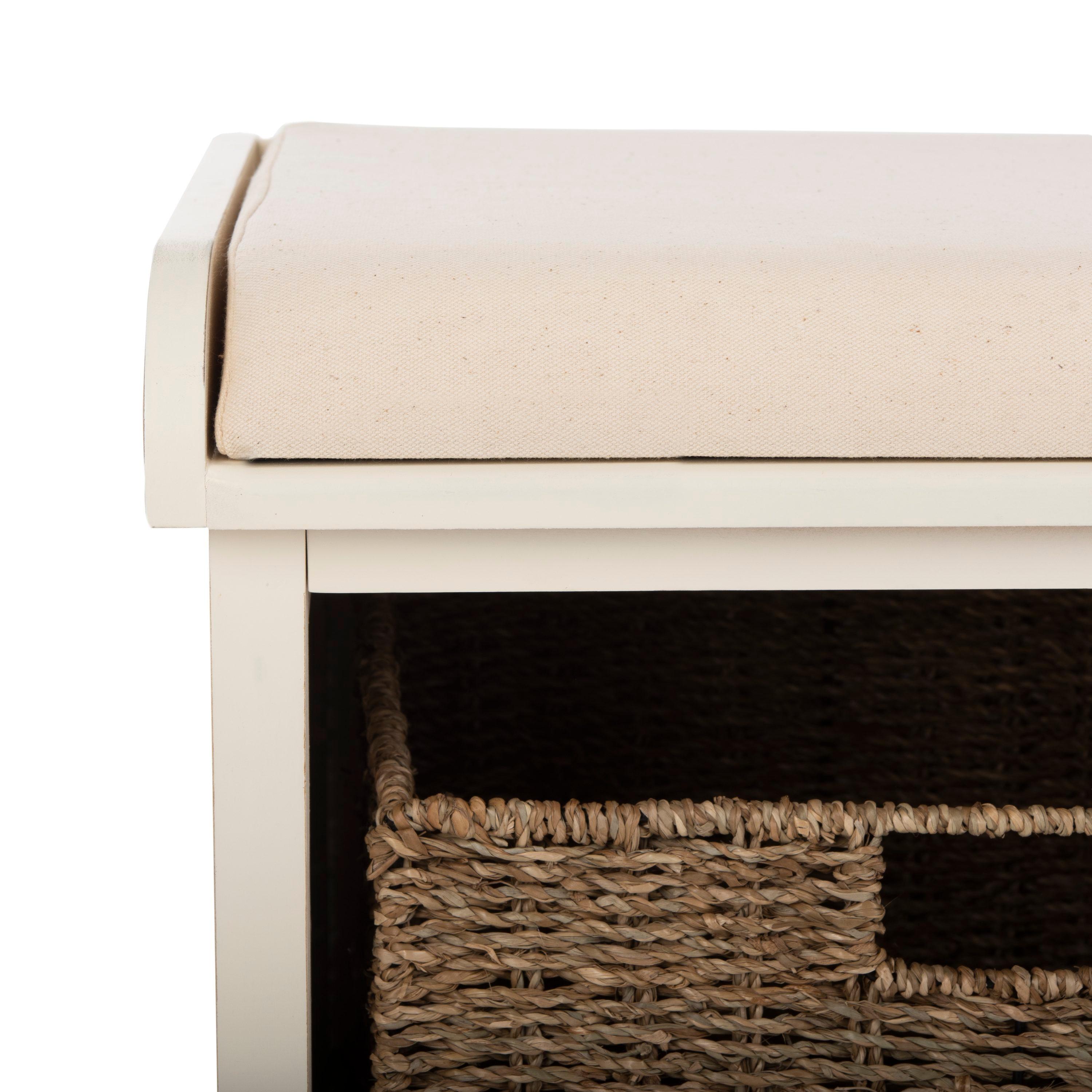 Lonan Wicker Storage Bench - White - Safavieh