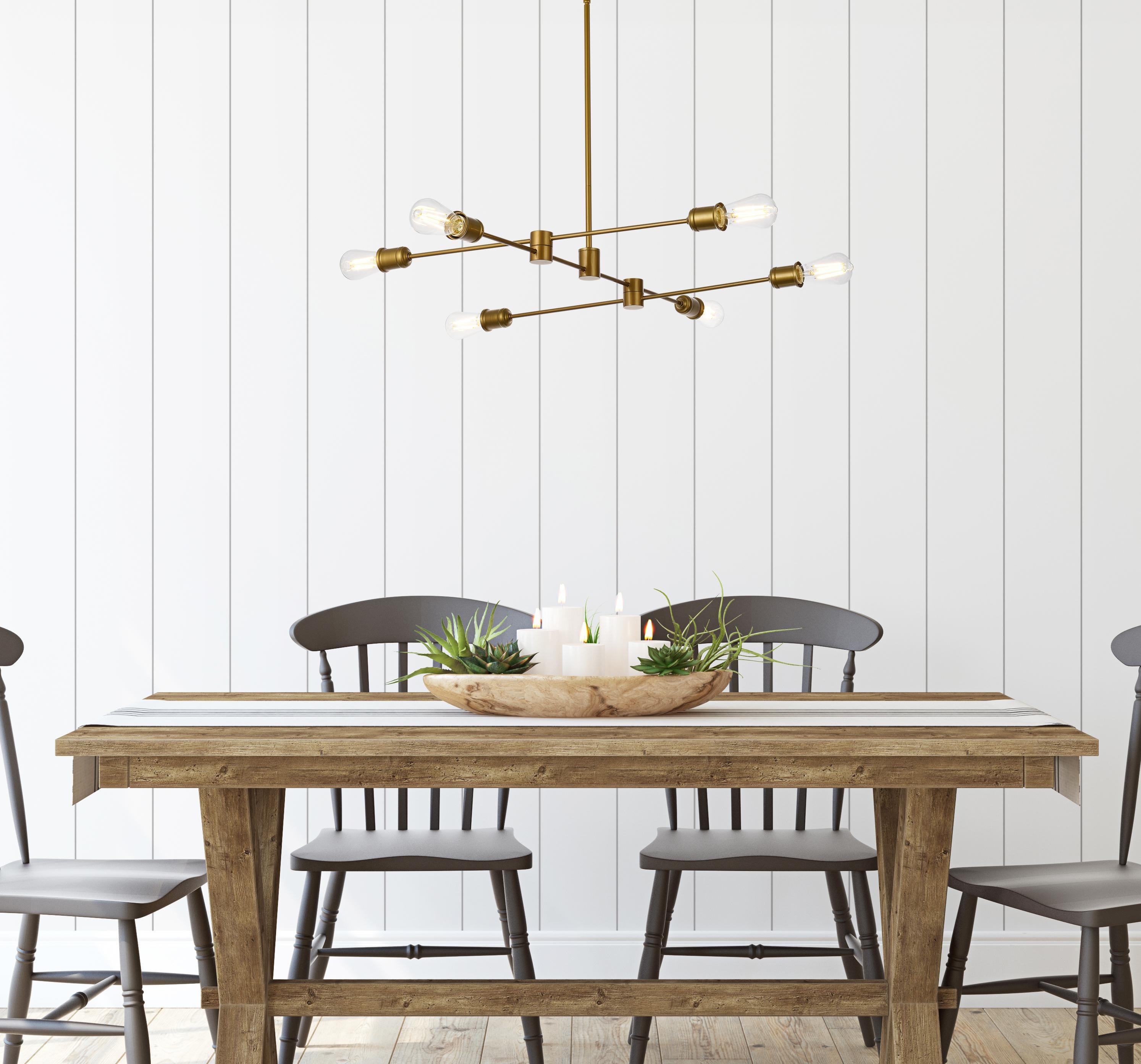 Xavier 6 lights pendant in brass
