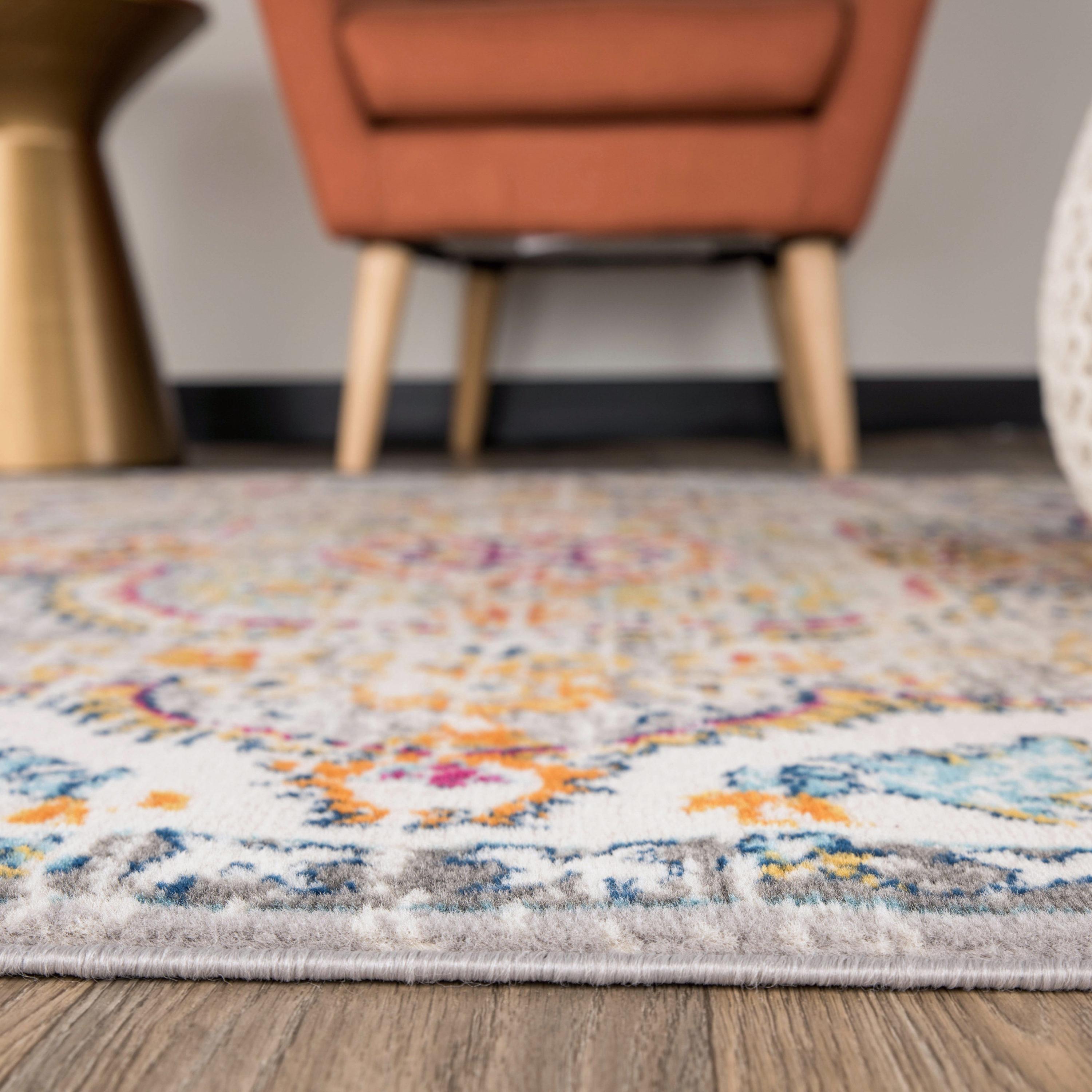 World Rug Gallery Distressed Vintage Bohemian Gray 7'10" x 10' Area Rug