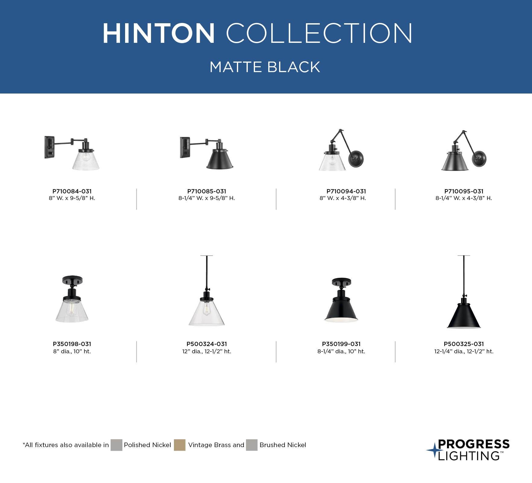 Progress Lighting Hinton 1-Light Industrial Pendant, Vintage Brass, Seeded Glass Shade