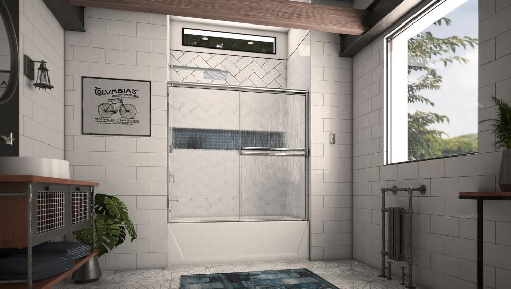 Arizona Shower Door 52" W x 56" H Bypass Semi-Frameless Tub Door TE56X57CHRN