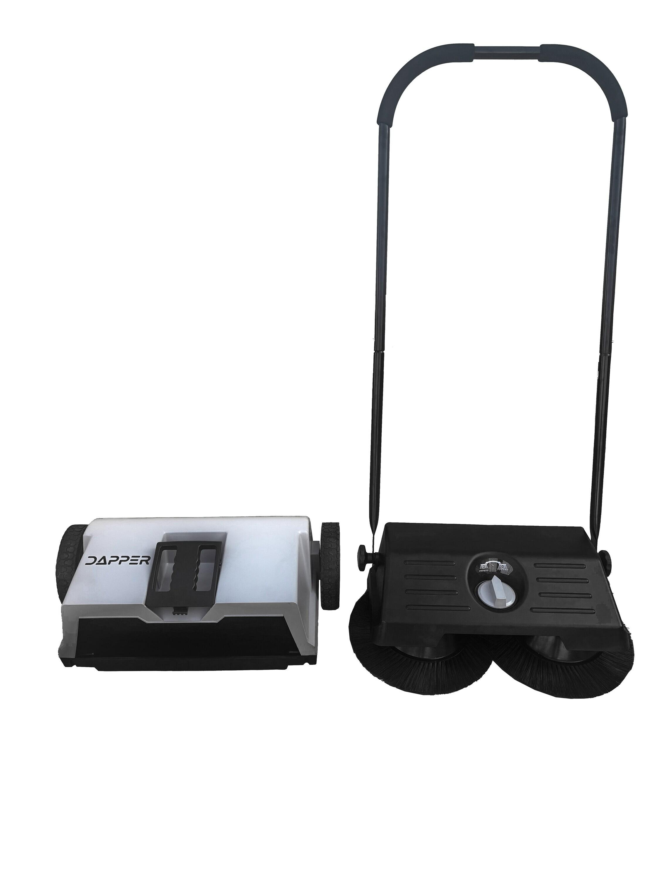 Dapper Supply Walk-Behind Outdoor Hand Push Floor Sweeper - 6.5 Gallon Capacity - 22" Sweeping Width - Sweeps up to 25,500 ft² / Hour, Grey