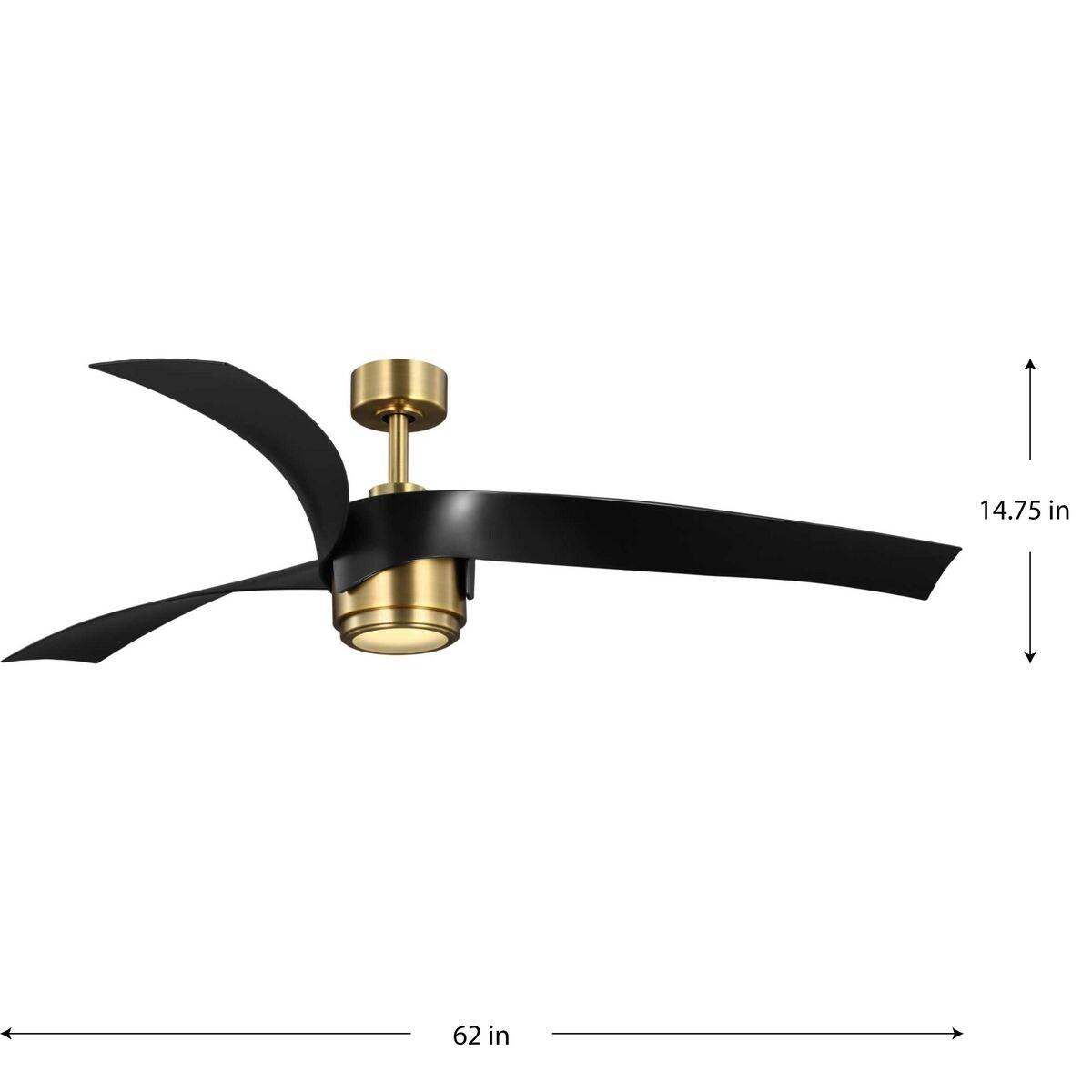 Progress Lighting P250107-30 Insigna 62" 3 Blade Indoor Led Ceiling Fan - Brass