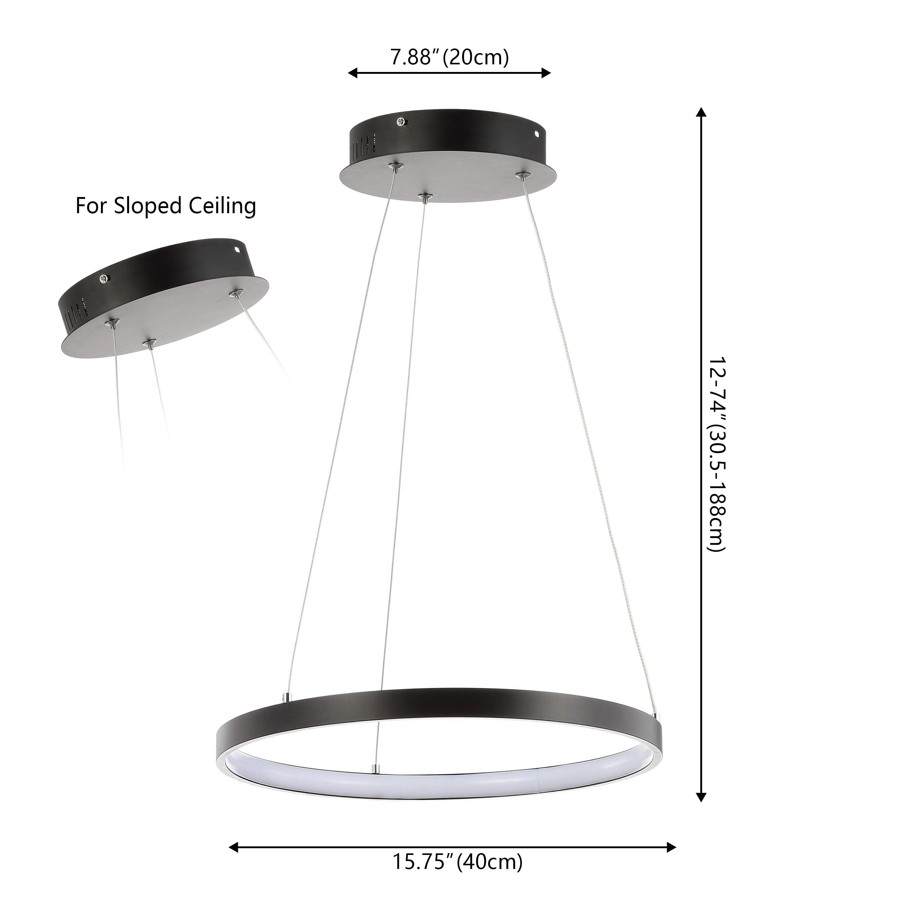 Bradley 15.7" Round Integrated LED Metal Pendant, Matte Black