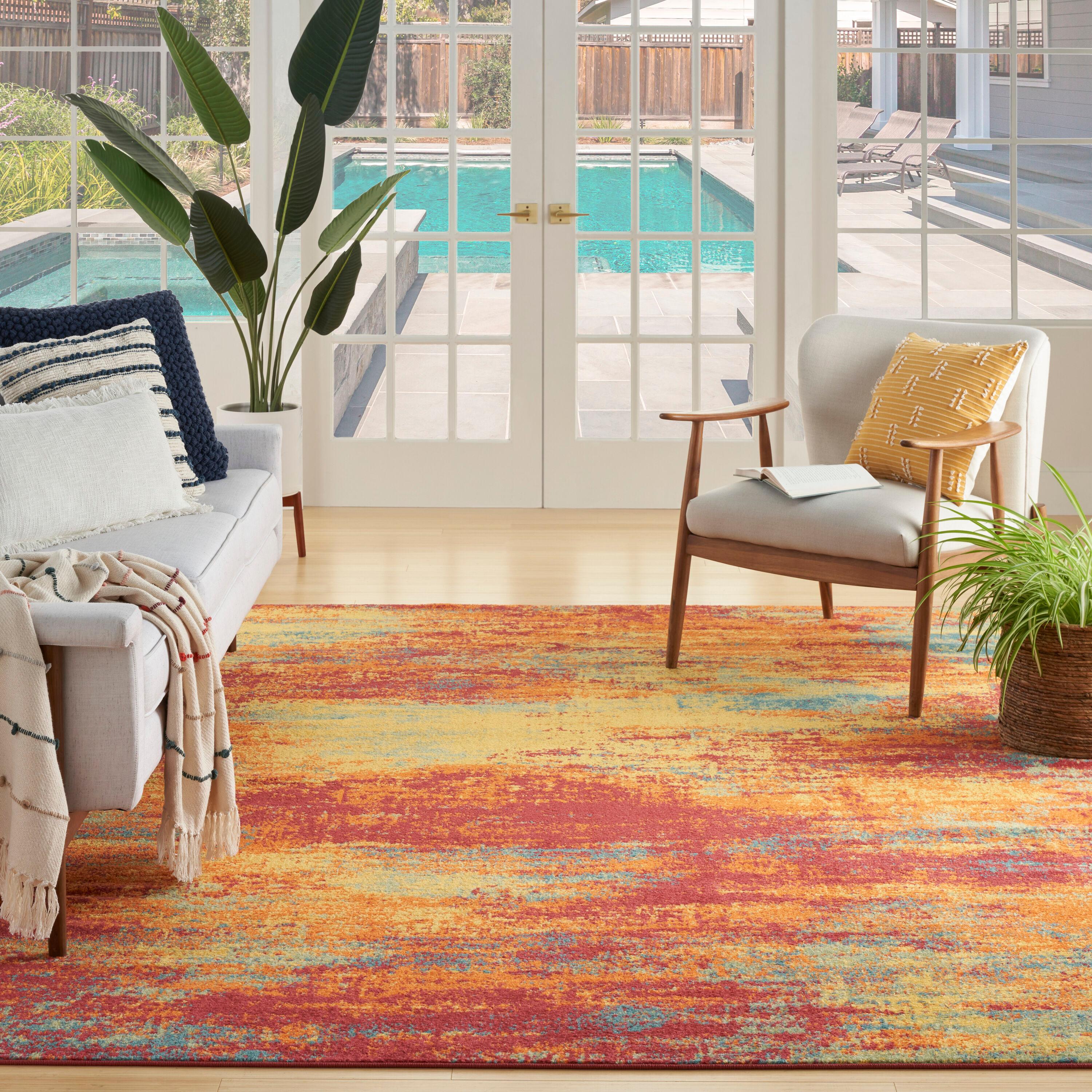 Nourison Essentials Abstract Indoor Outdoor Rug Flame 8' x 10'