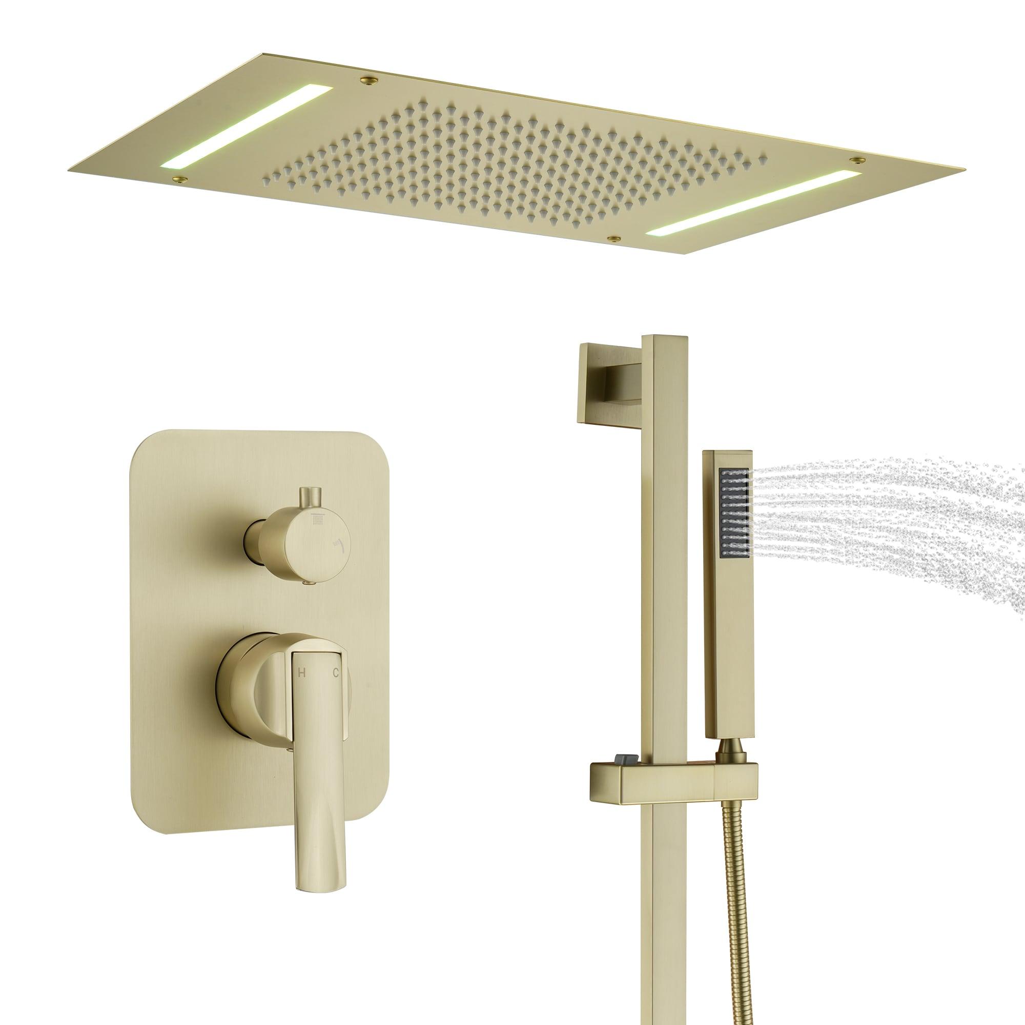 Brushed Gold Adjustable Ceiling Mounted Shower System with Handheld