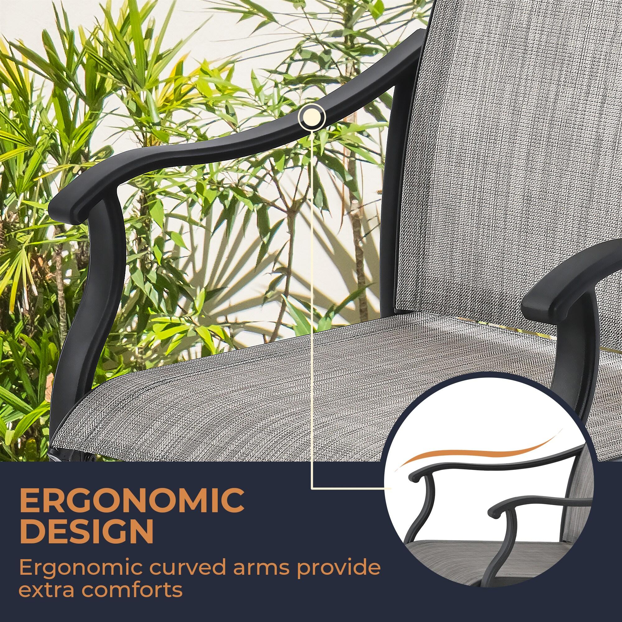 5 -Piece Gray Patio Dining Set Iron Square Table with 4 Gray Stationary Chairs