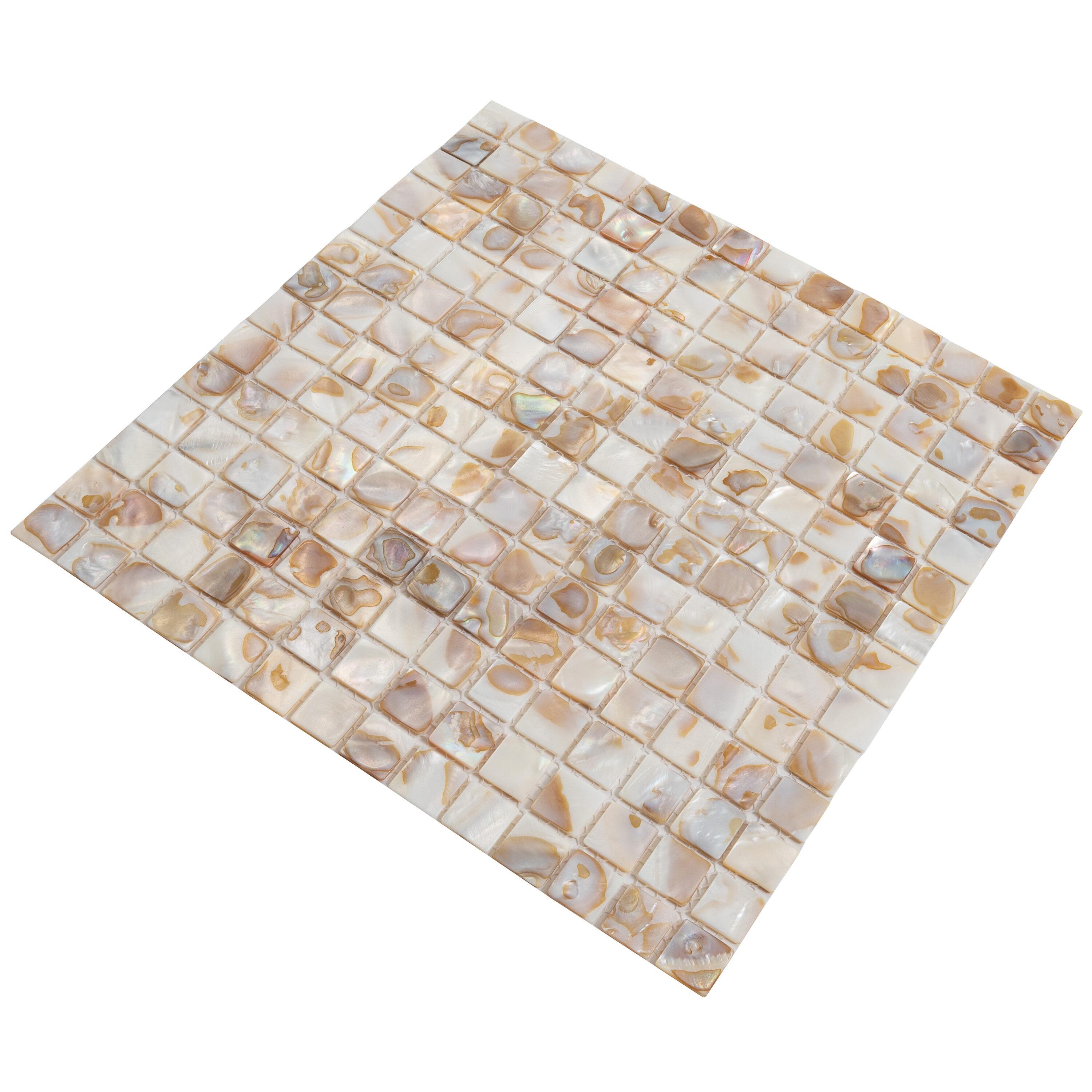 12" x 12" Seashell Grid Mosaic Wall & Floor Tile