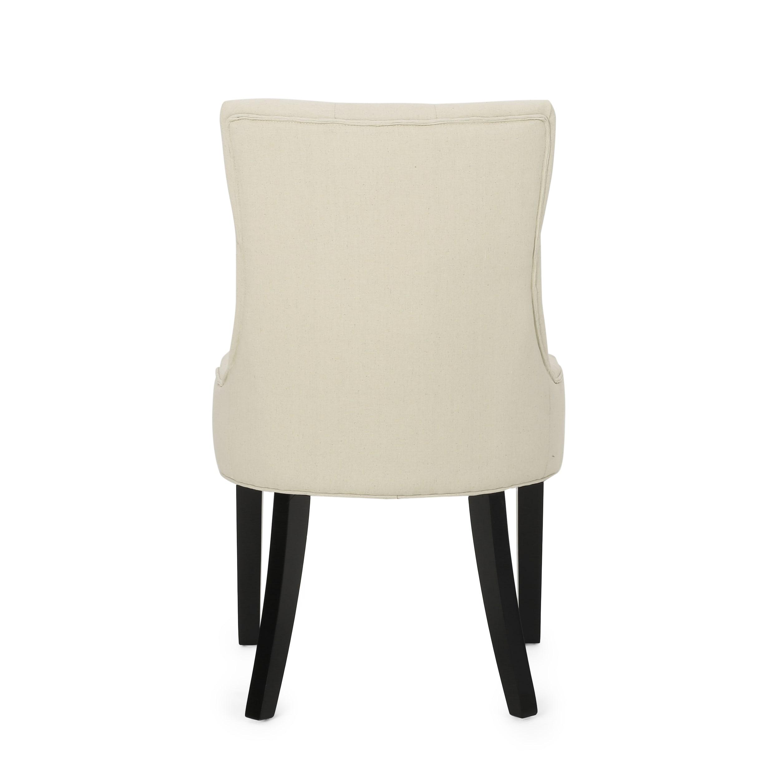 Set of 2 Hayden Tufted Dining Chairs Beige - Christopher Knight Home: Elegant Slipper Silhouette, Wood Legs