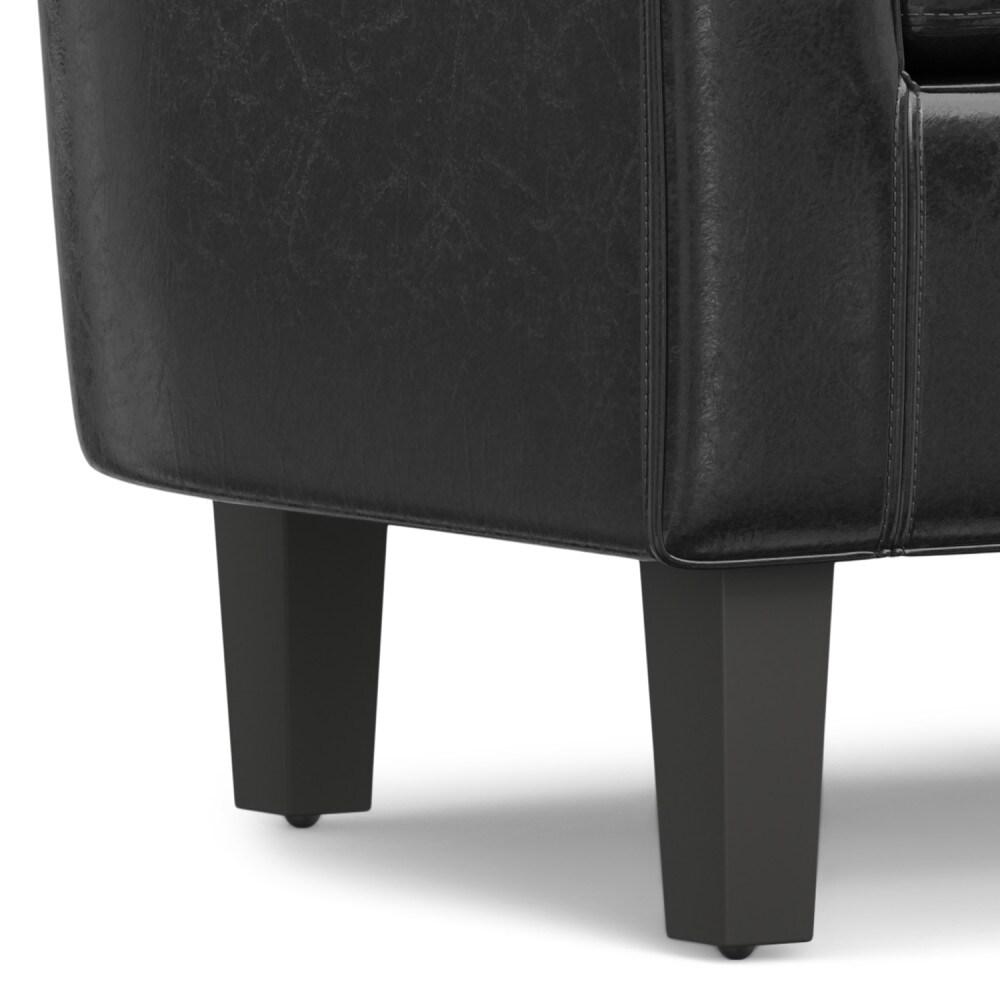 Simpli Home Austin 30"W Upholstered Vegan Faux Leather Contemporary Tub Accent Chair with High Arms and Deep Seat