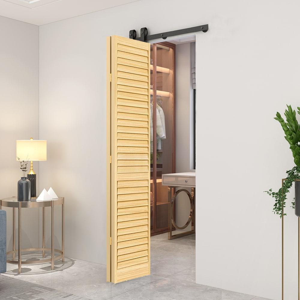 Calhome 80'' Solid Wood Louvered Bi-Fold Door