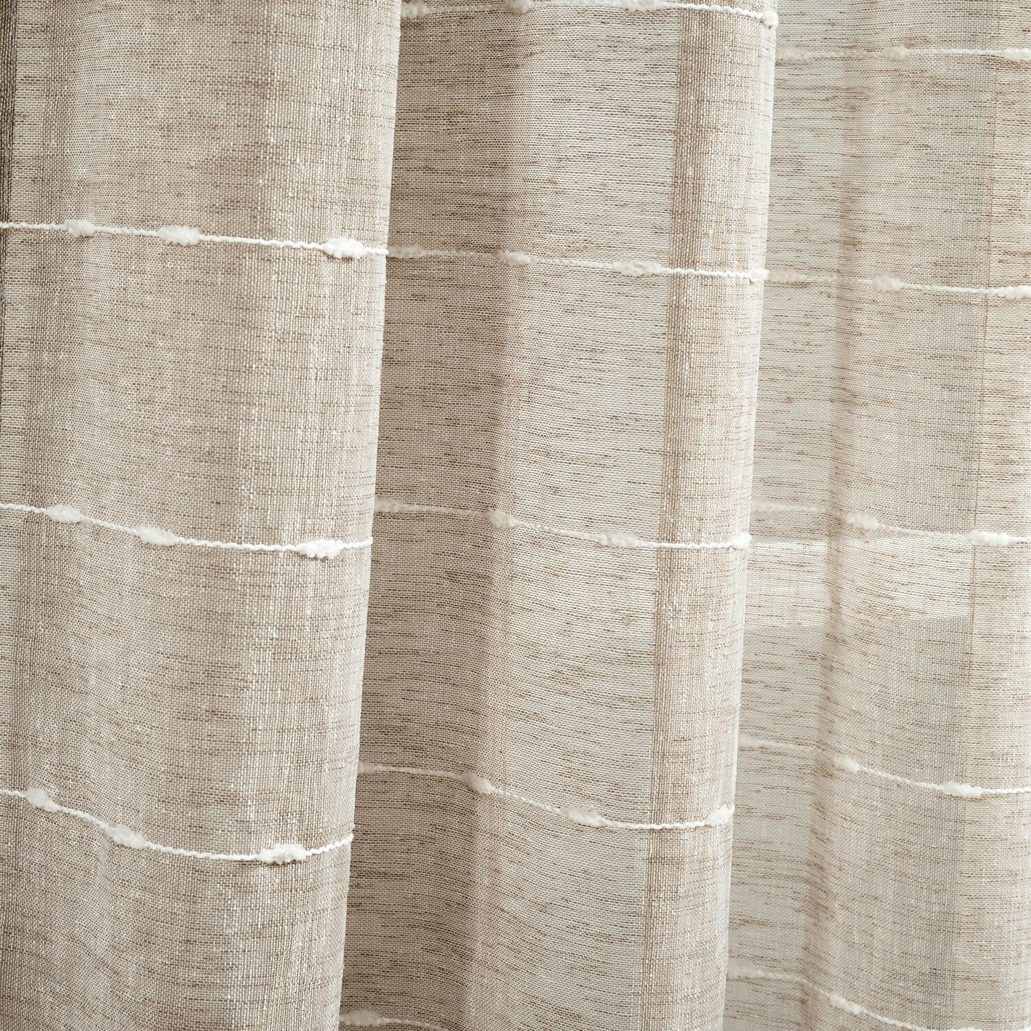 Set of 2 (63"x38") Farmhouse Textured Grommet Sheer Window Curtain Panels Tan - Lush Décor: Light Filtering, OEKO-TEX Certified