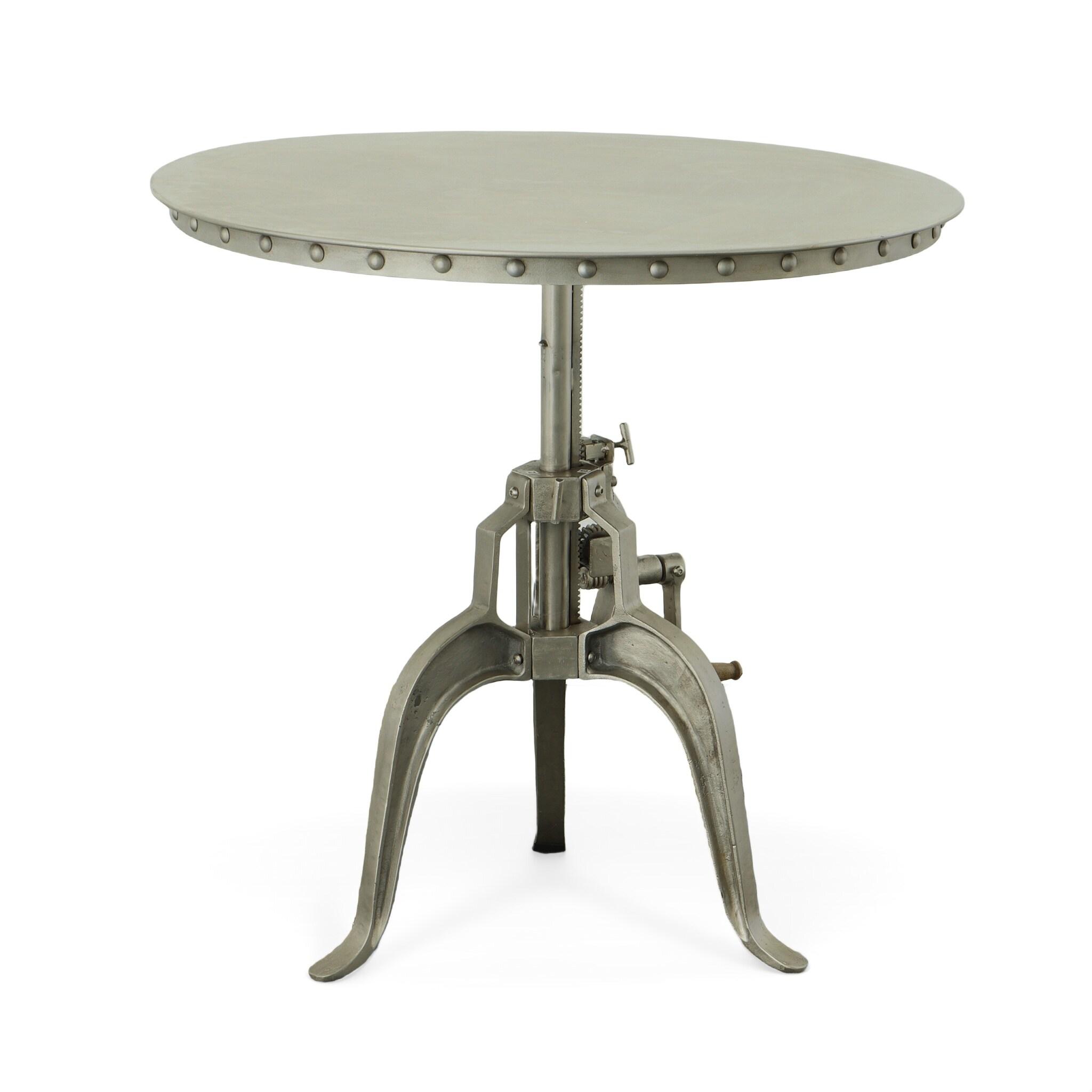 Carolina Classics Mundra Adjustable Crank Metal Accent Table in Antique Nickel