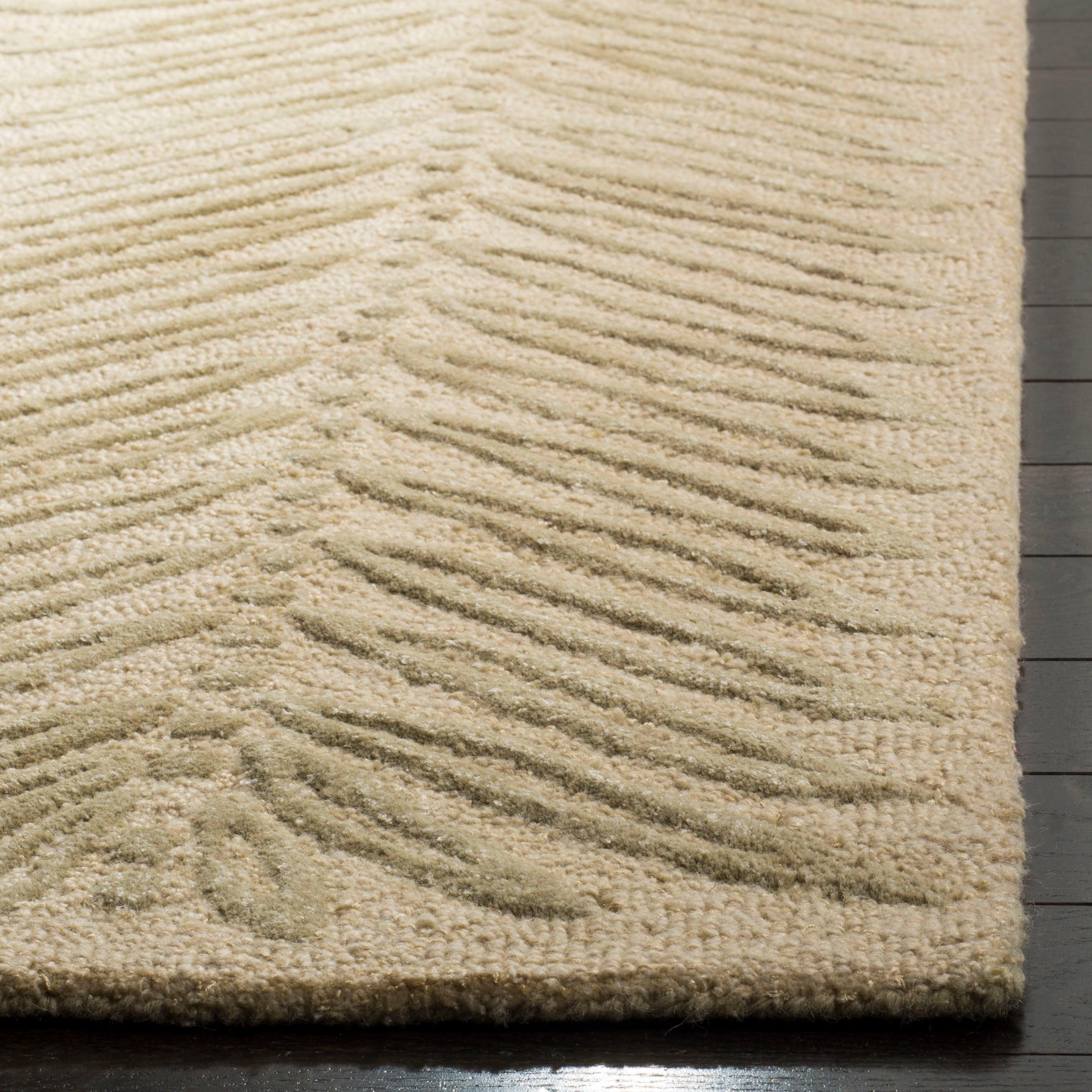Martha Stewart Chevron Leaves - MSR3612 - Indoor Hand Tufted Runners - Oolong Tea Gree - 2'6"x4'3"