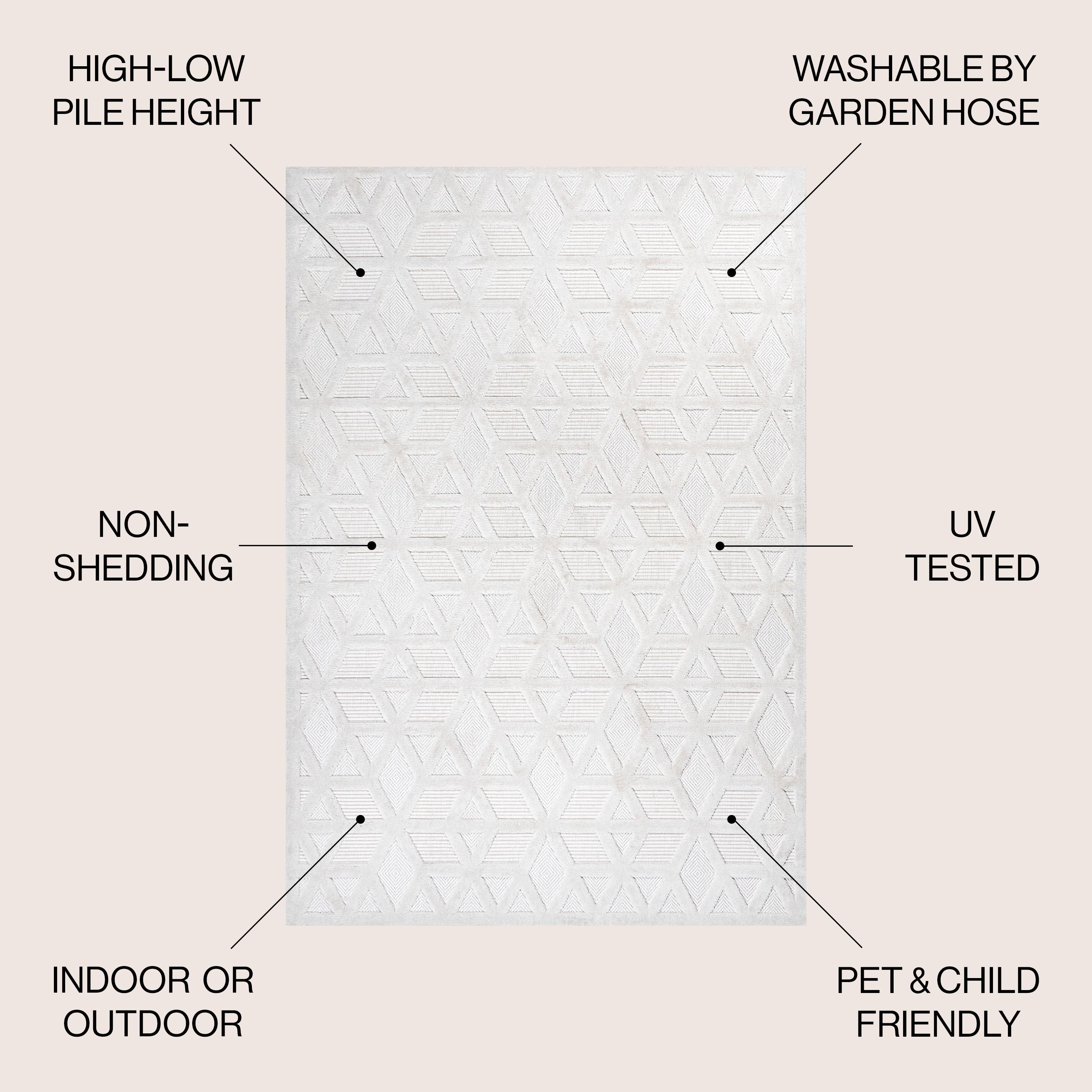3'x5' Talaia Neutral Geometric Indoor/Outdoor Area Rug, Ivory - JONATHAN Y