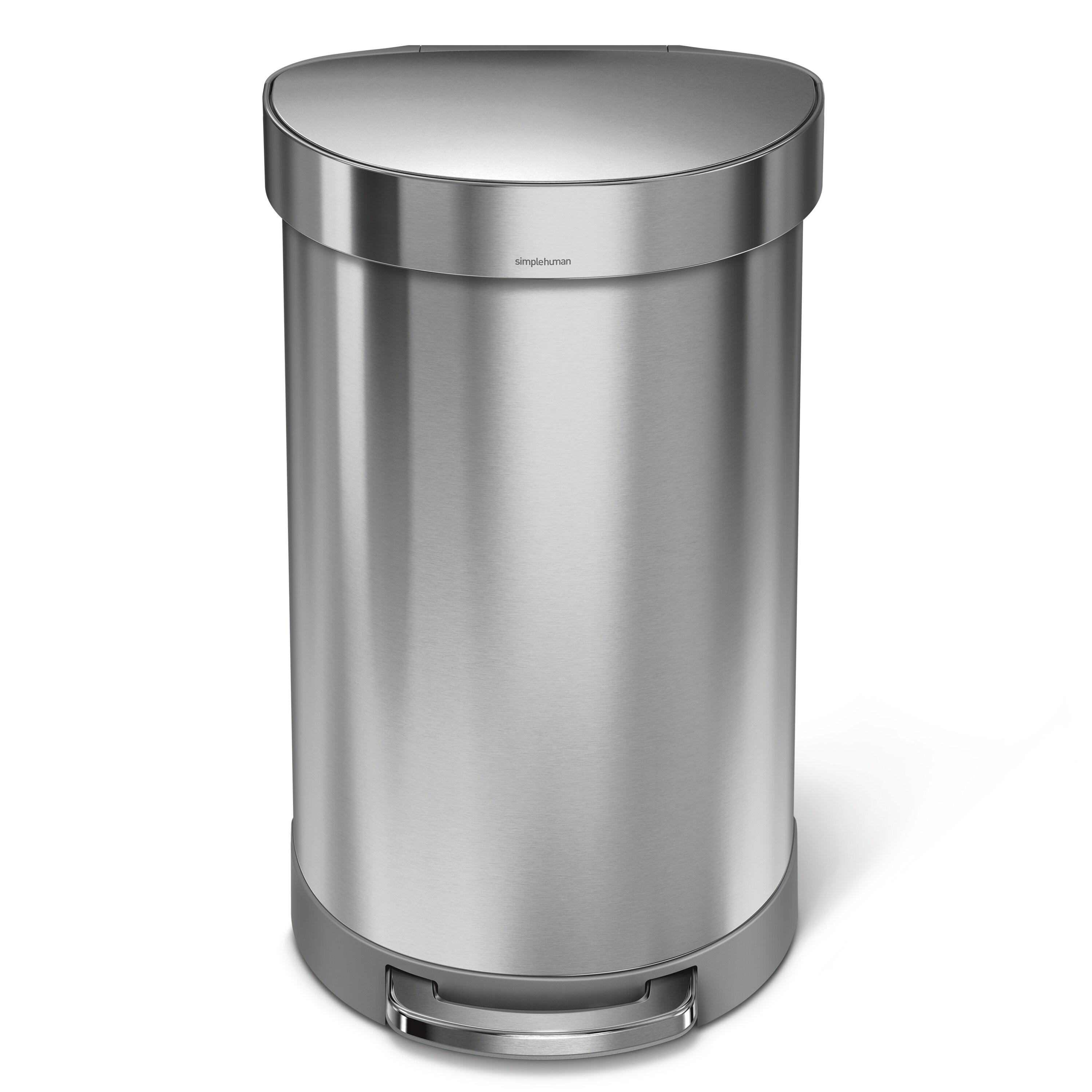simplehuman Semi-Round Hands-Free Kitchen Step Trash Can with Soft-Close Lid
