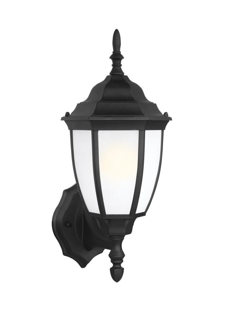 Black Satin Etched Glass Outdoor LED Wall Lantern Sconce