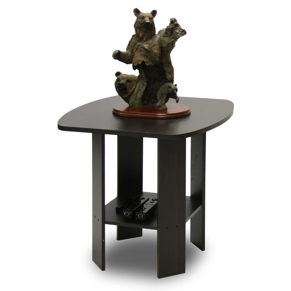 Furinno Industrial End Table Sofa Side Coffee Table with 2 Storage Shelf,Espresso