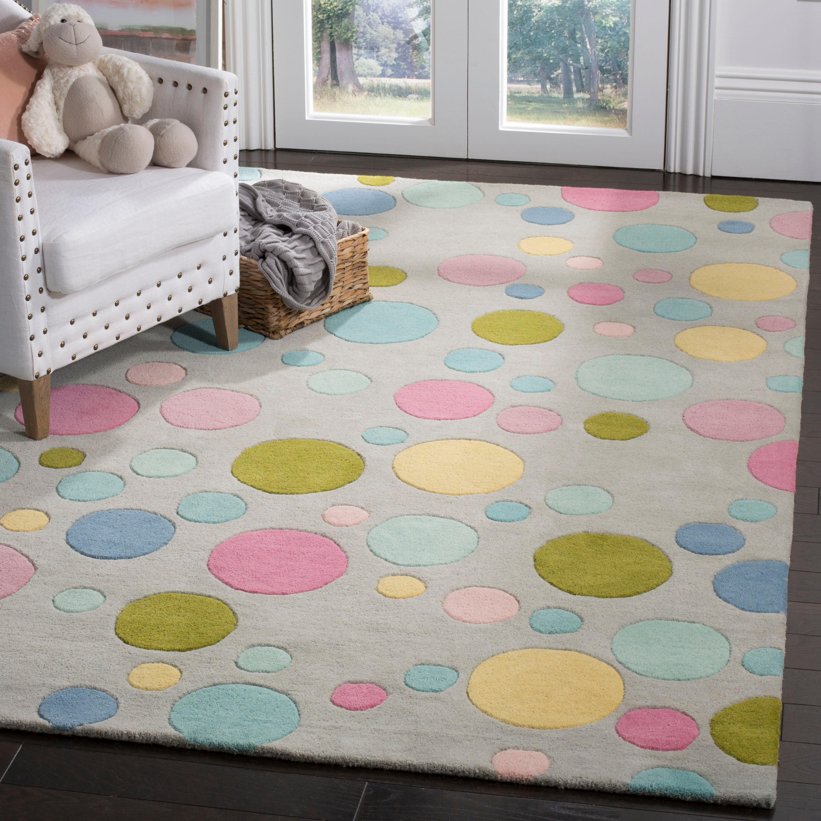 SAFAVIEH Soho Dots Polka Dots Wool Area Rug, Grey/Multi, 3'6" x 5'6"