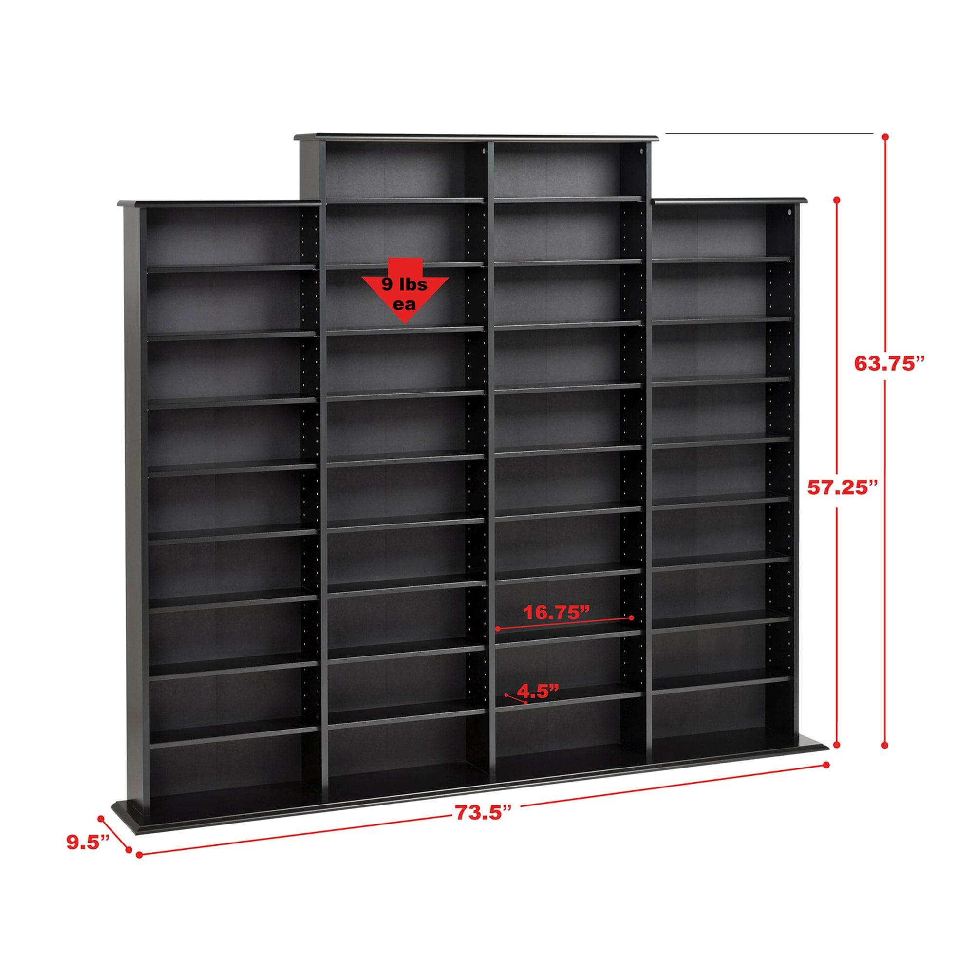 Prepac Quad 64" CD DVD Wall Media Storage Rack in Black