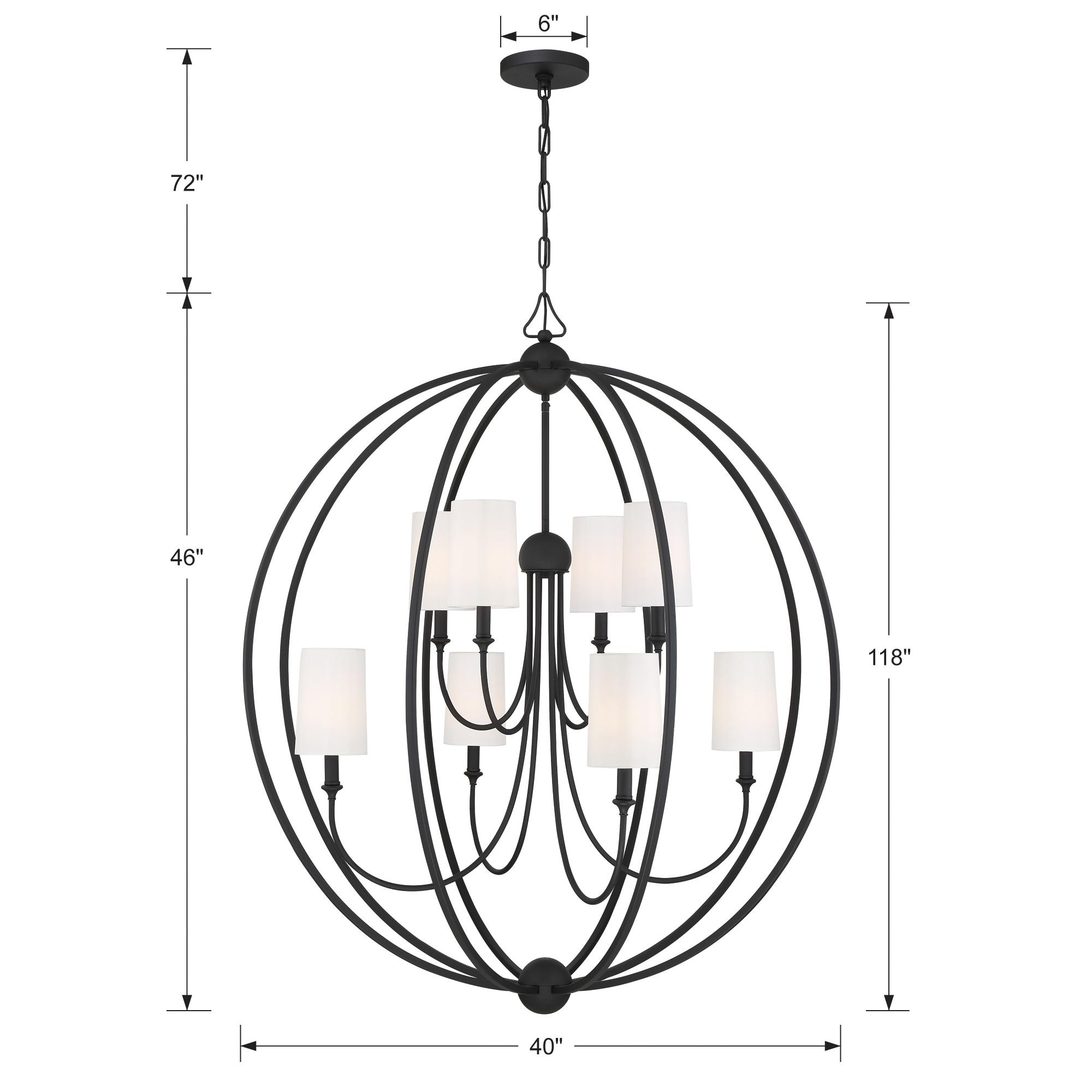 Crystorama Lighting Sylvan 8 - Light Chandelier in  Black Forged