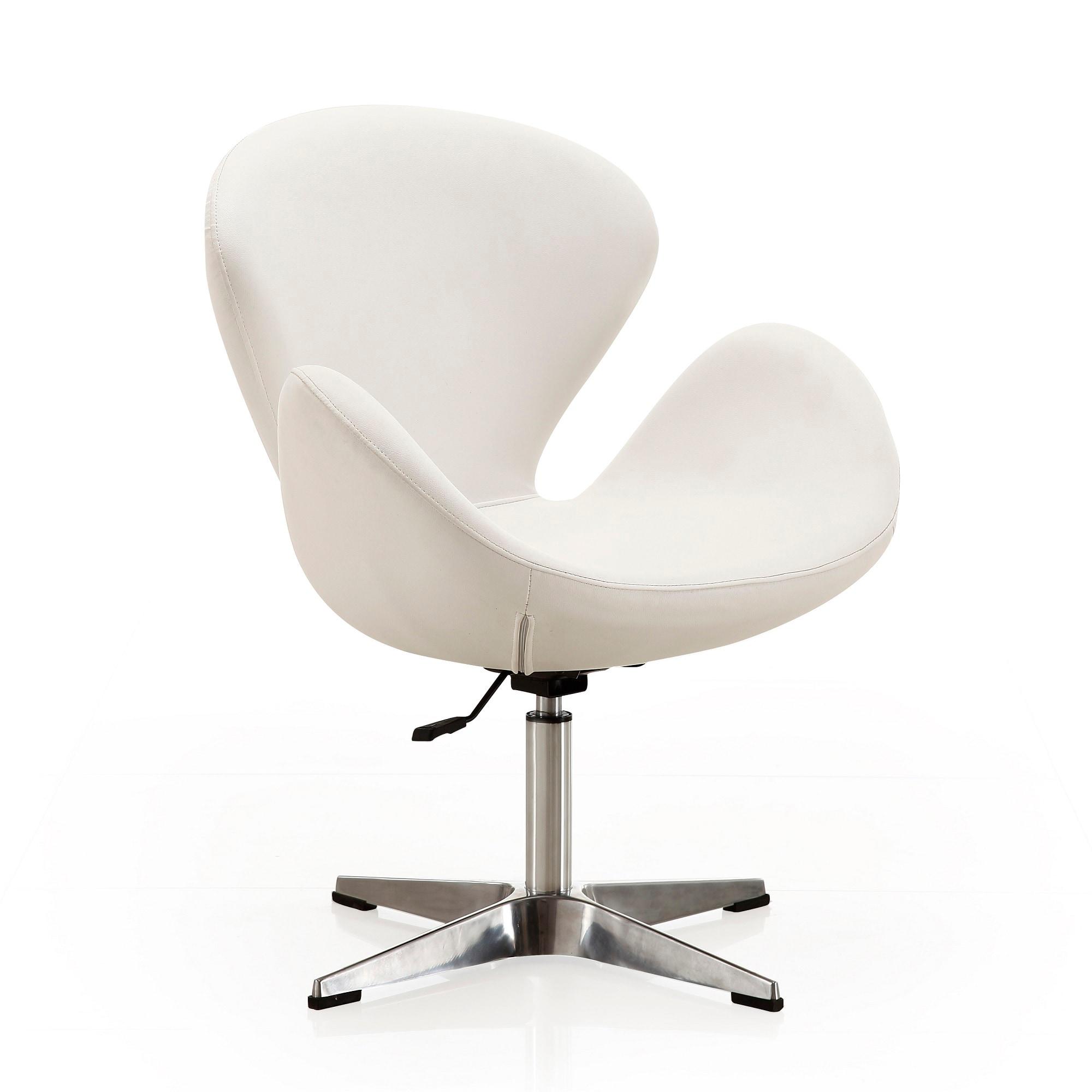 Set of 2 Raspberry Faux Leather Adjustable Swivel Chairs White - Manhattan Comfort