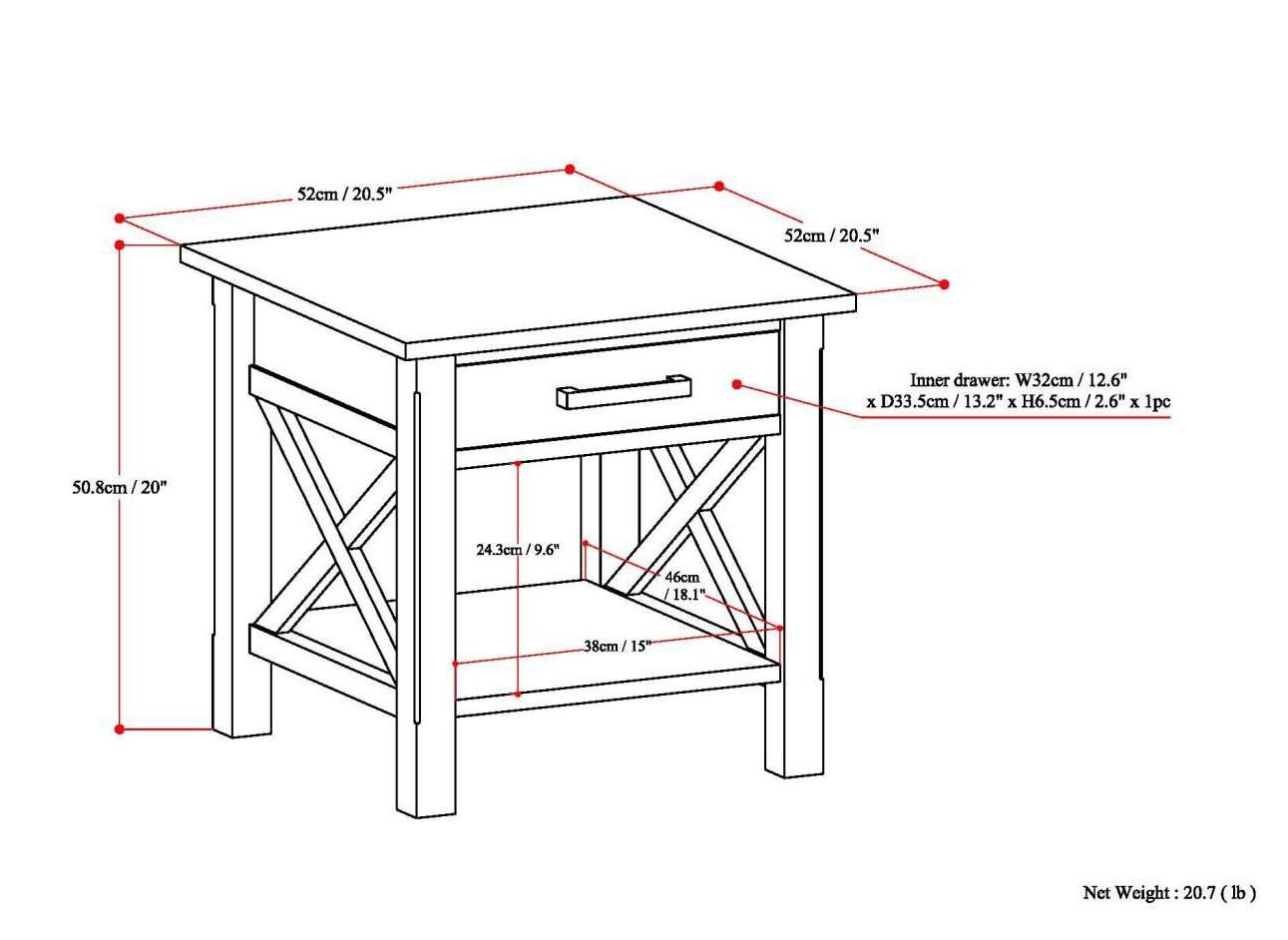 Simpli Home Kitchener 21" Square Contemporary Solid Wood End Table in White