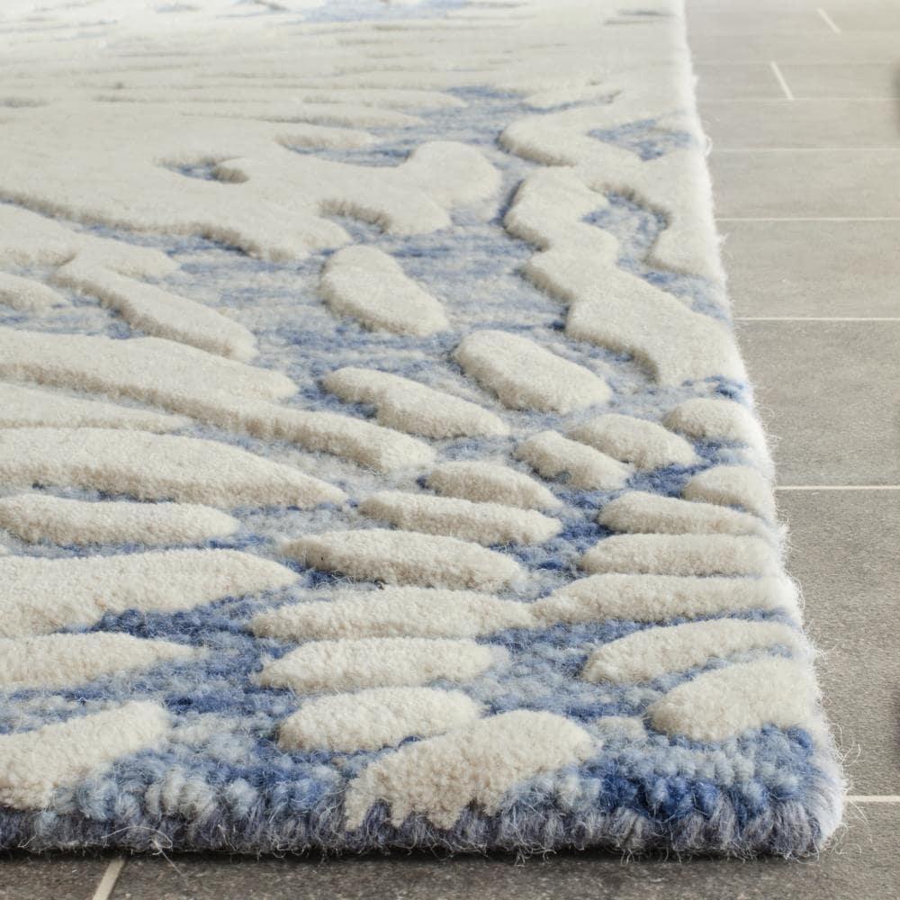 Bella BEL129 Hand Tufted Area Rug - Dark Blue/Ivory - 4'x6' - Safavieh.